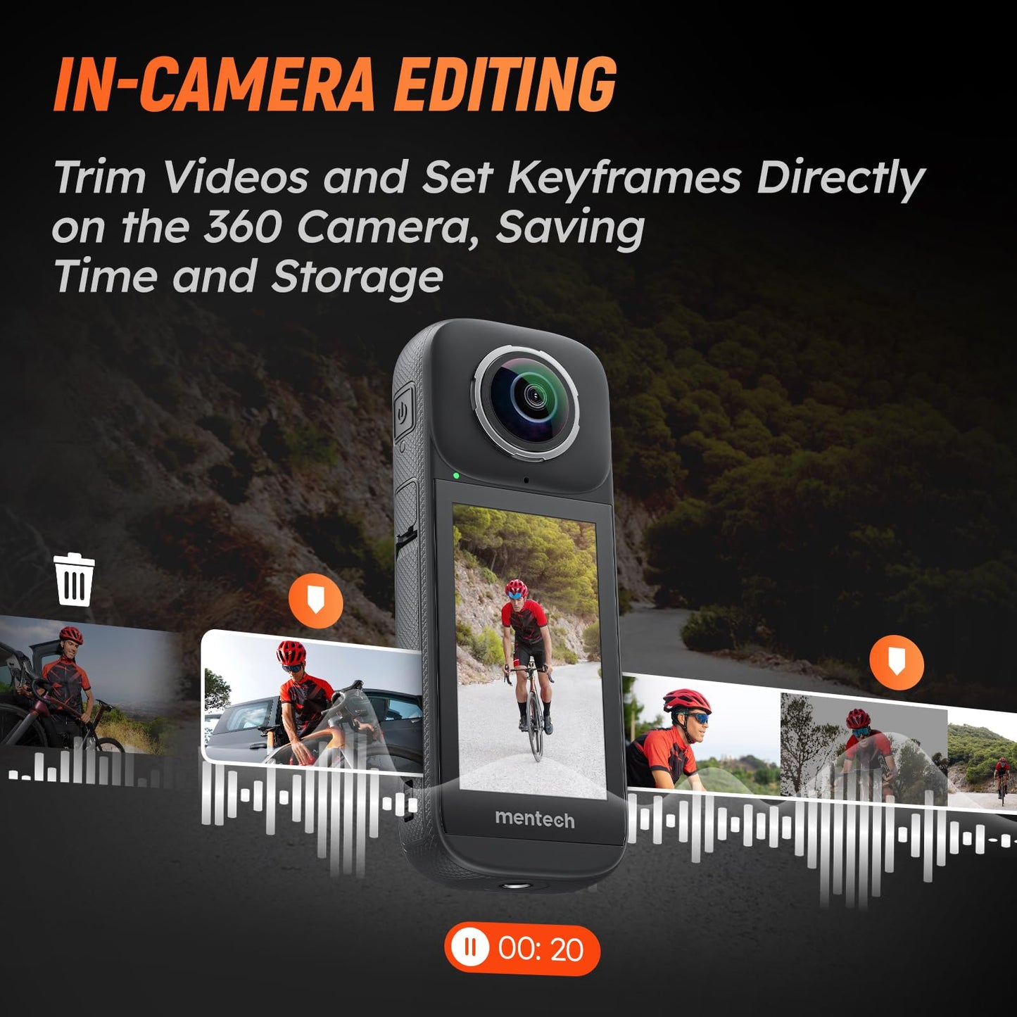 Mentech 8K 360 Waterproof Action Camera with GPS