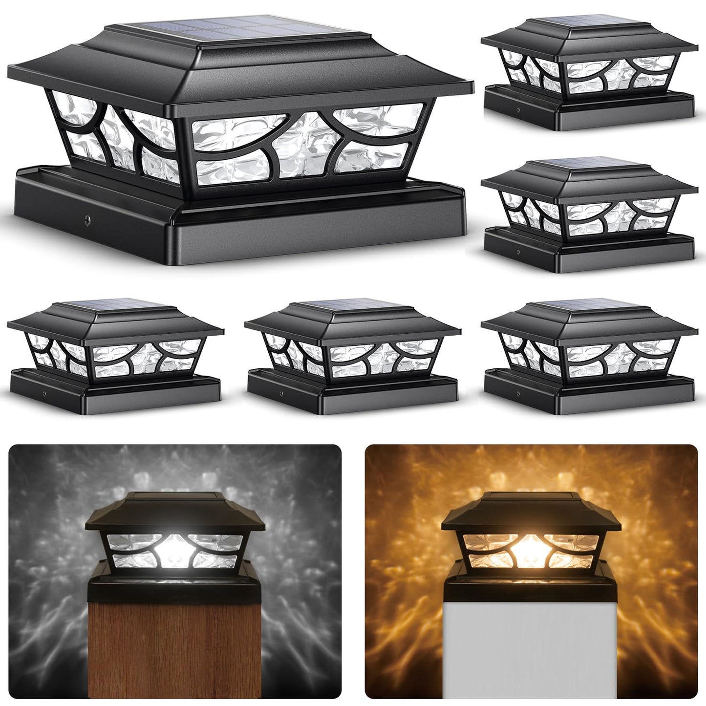 6 Pack Solar Post Lights for Decks and Fences
