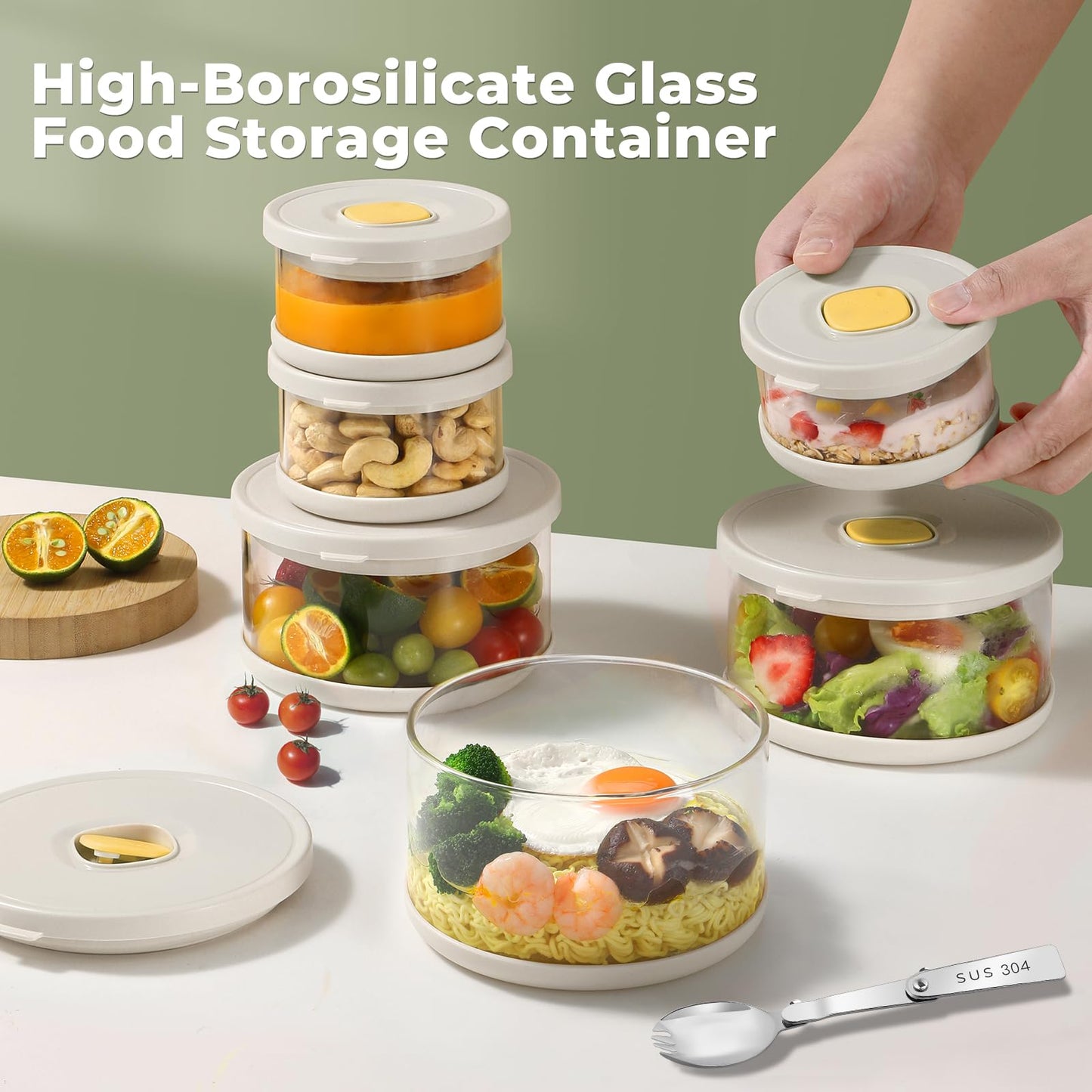 Airtight Glass Food Storage Container, 33.8oz