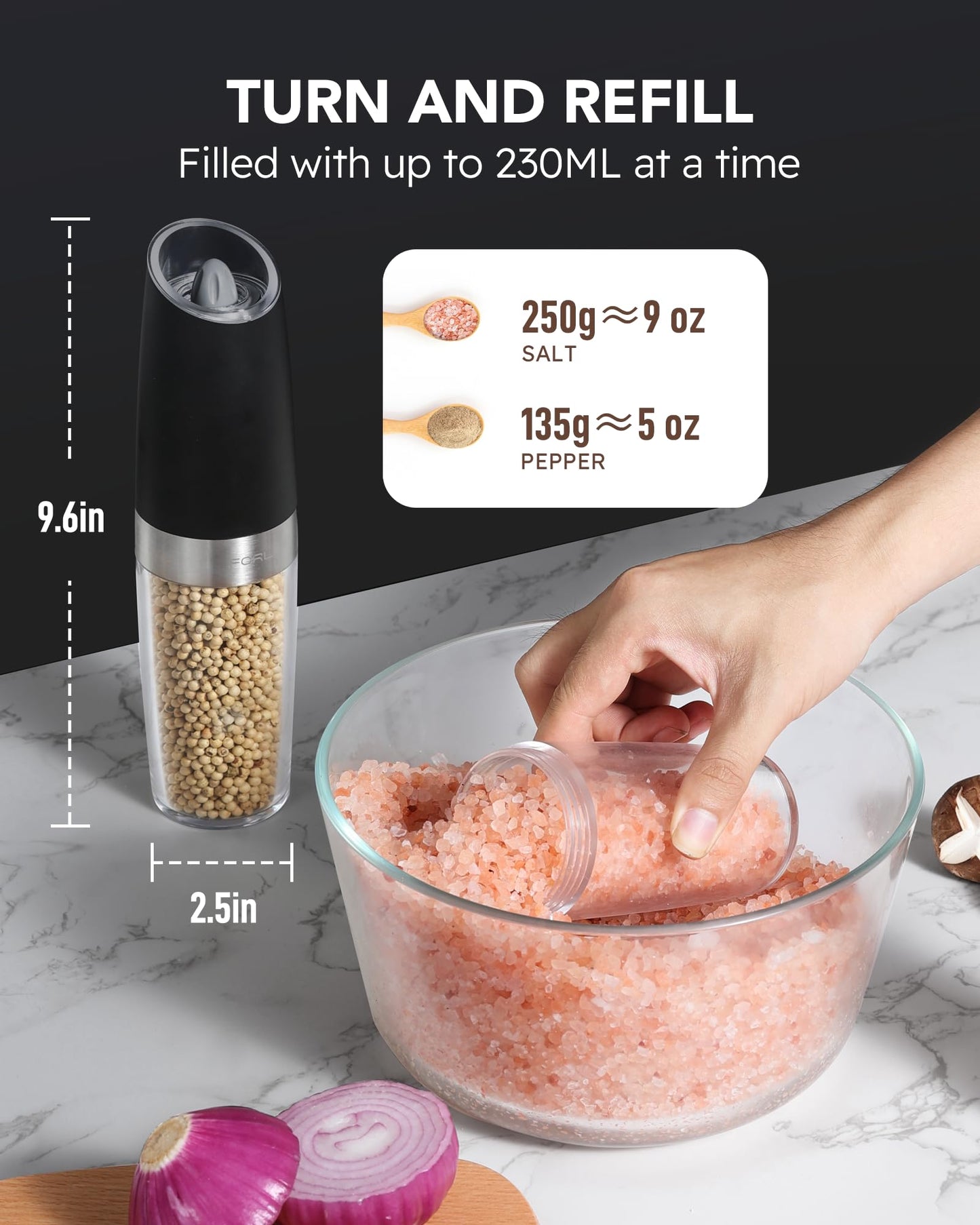 Electric Salt and Pepper Grinder Set