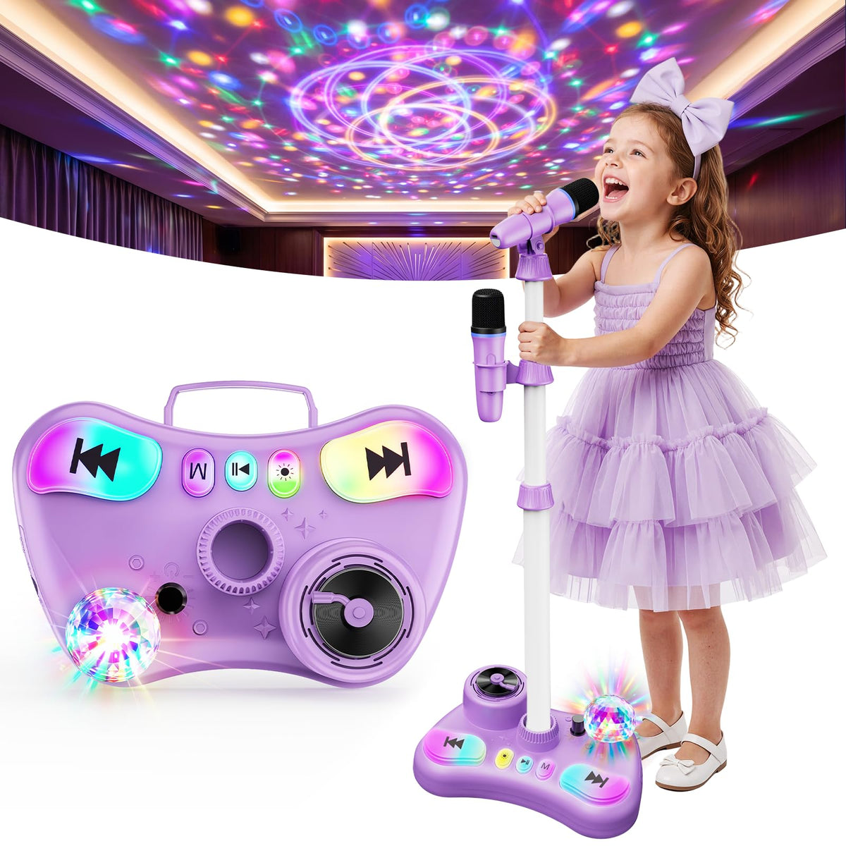 Rechargeable Kids Karaoke Machine with Wireless Microphones
