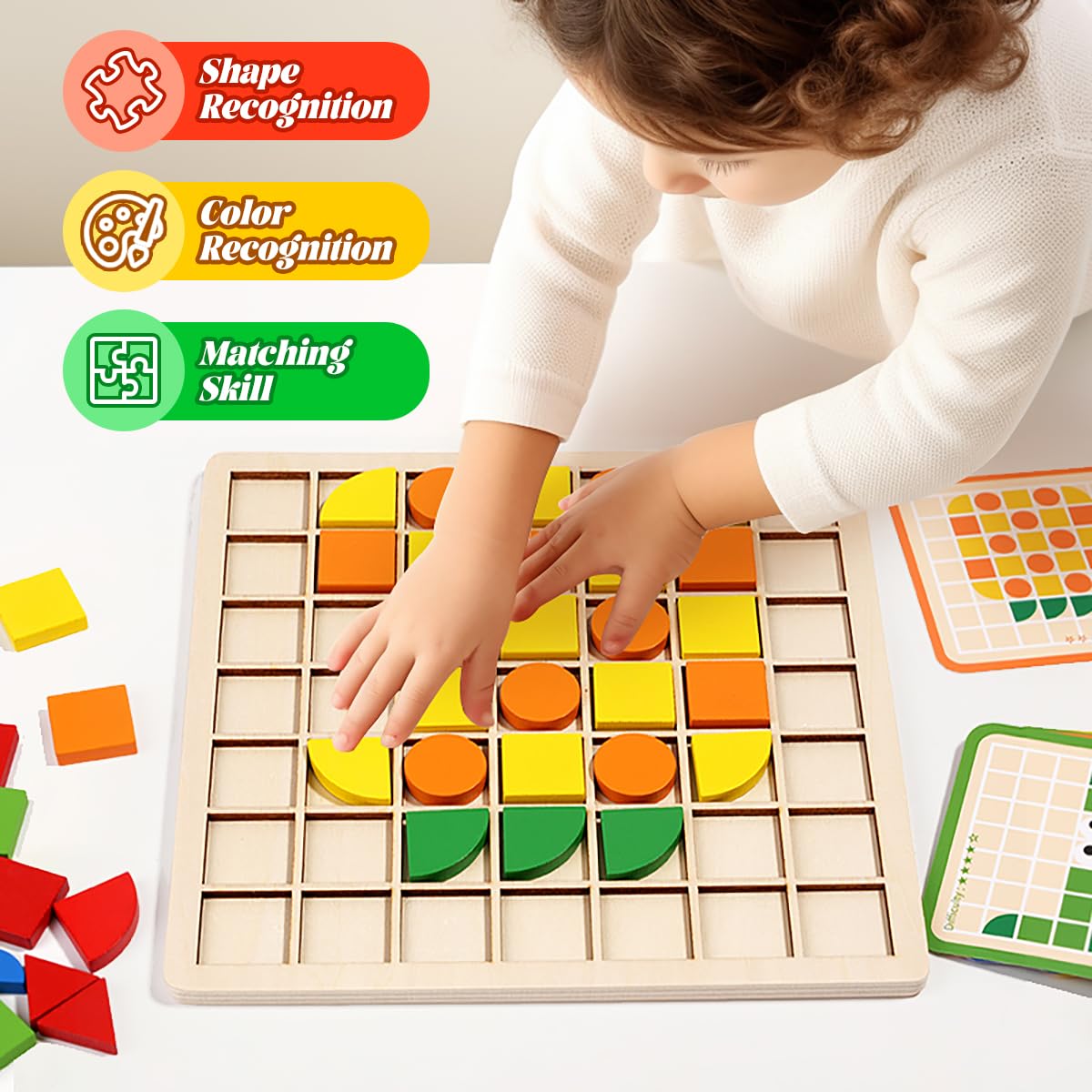 120 PCS Montessori Wooden Puzzle Blocks for Kids