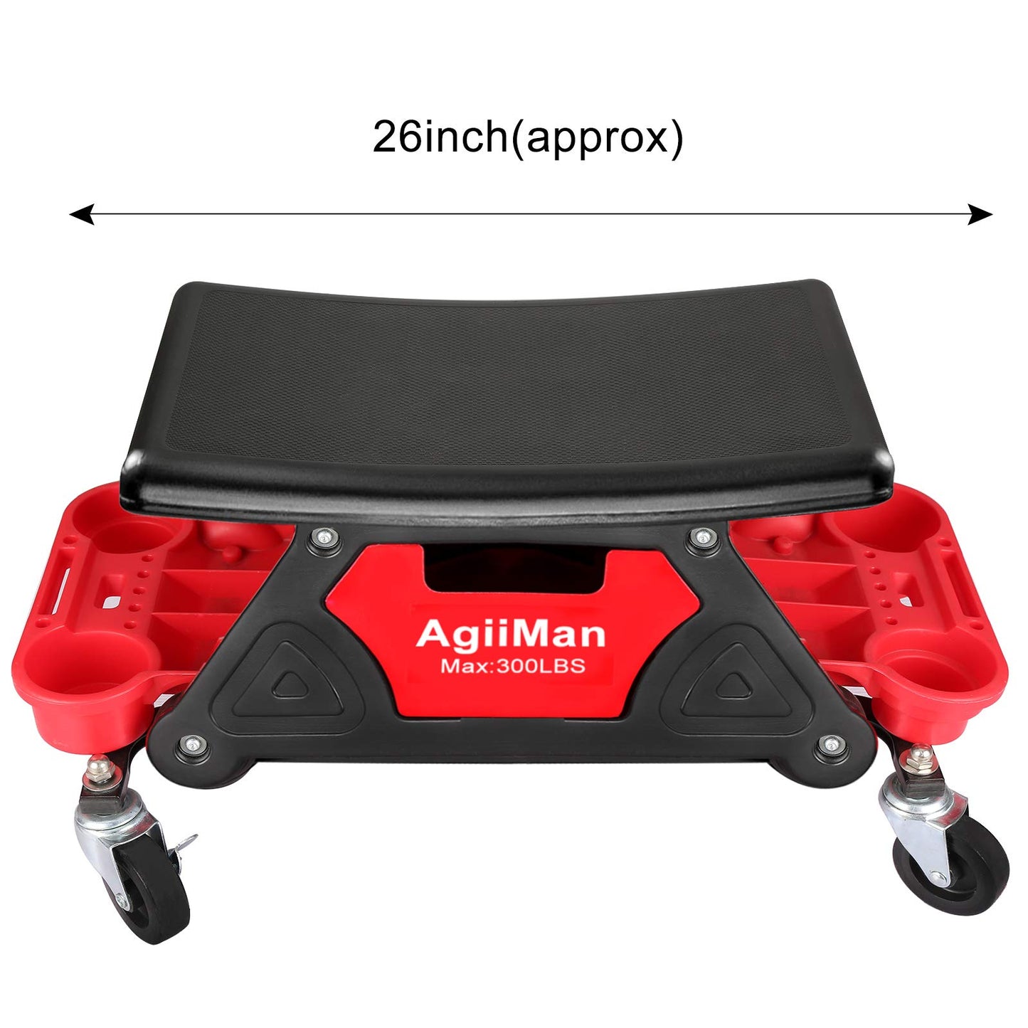 AgiiMan Rolling Mechanic Stool with Tool Storage