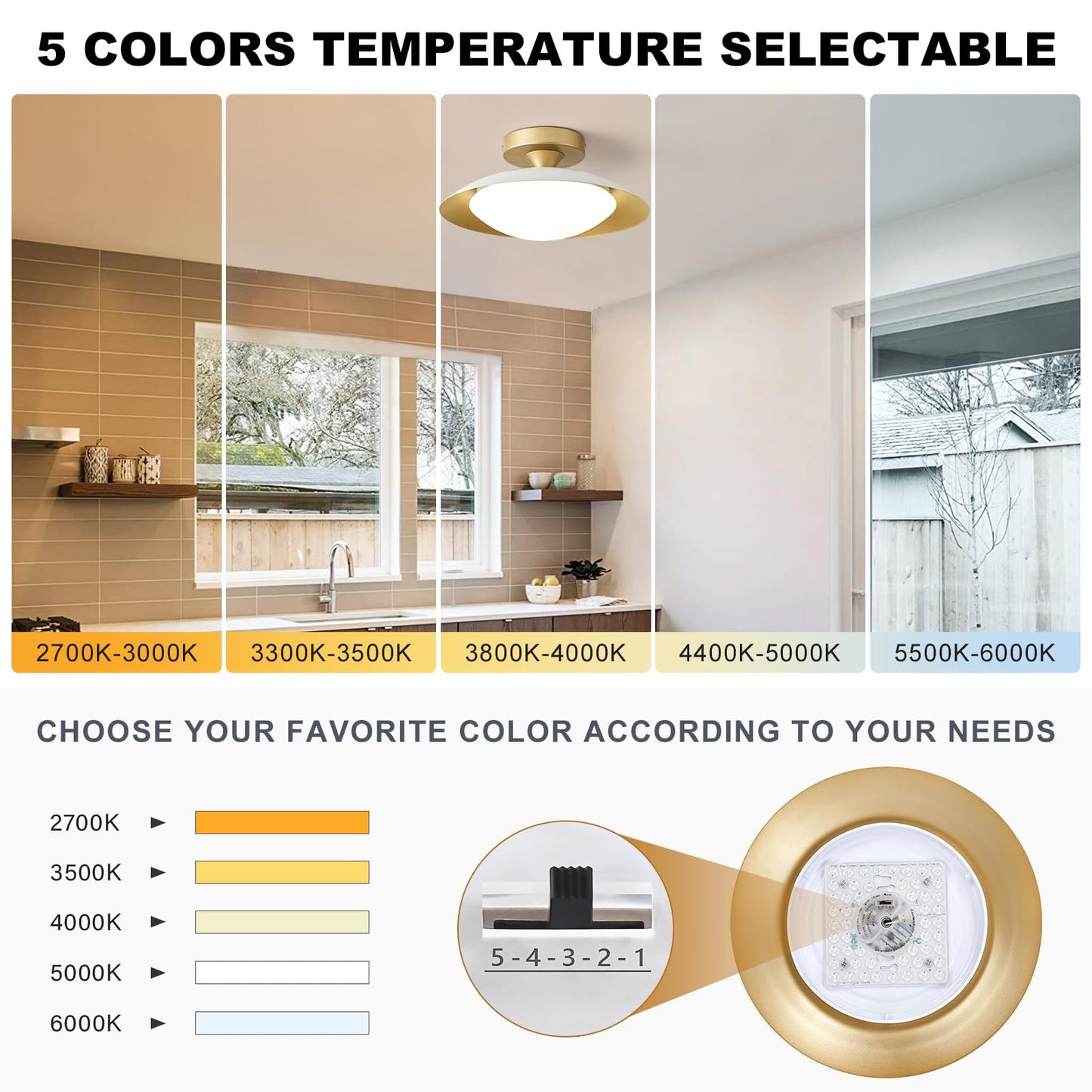 Dimmable Mid Century Modern Ceiling Light Fixture