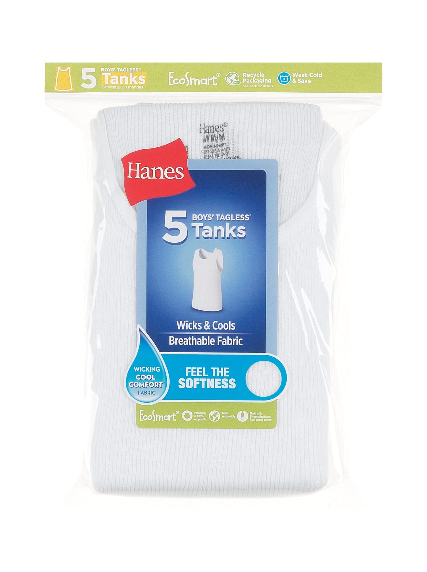 Hanes Boys' EcoSmart Cotton Tank Undershirt