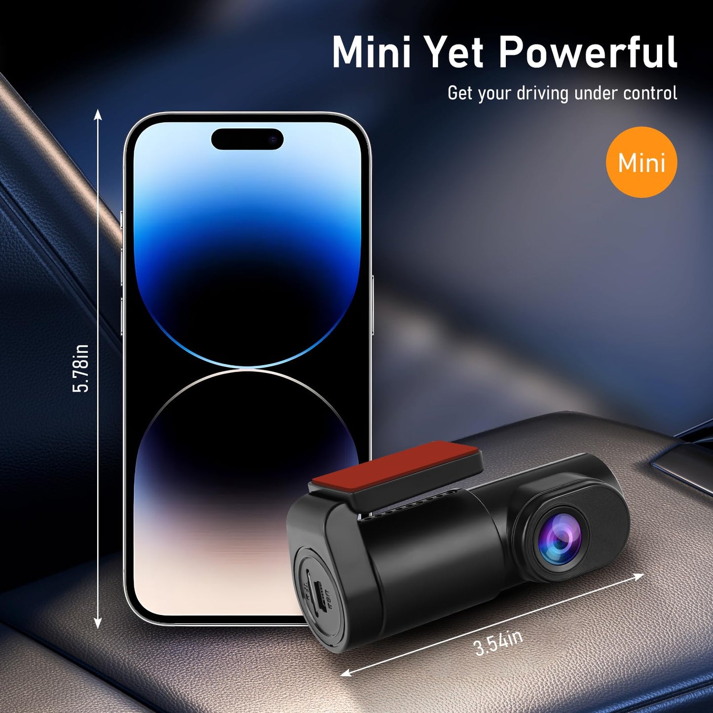1080P WiFi Dash Cam with 32GB SD Card