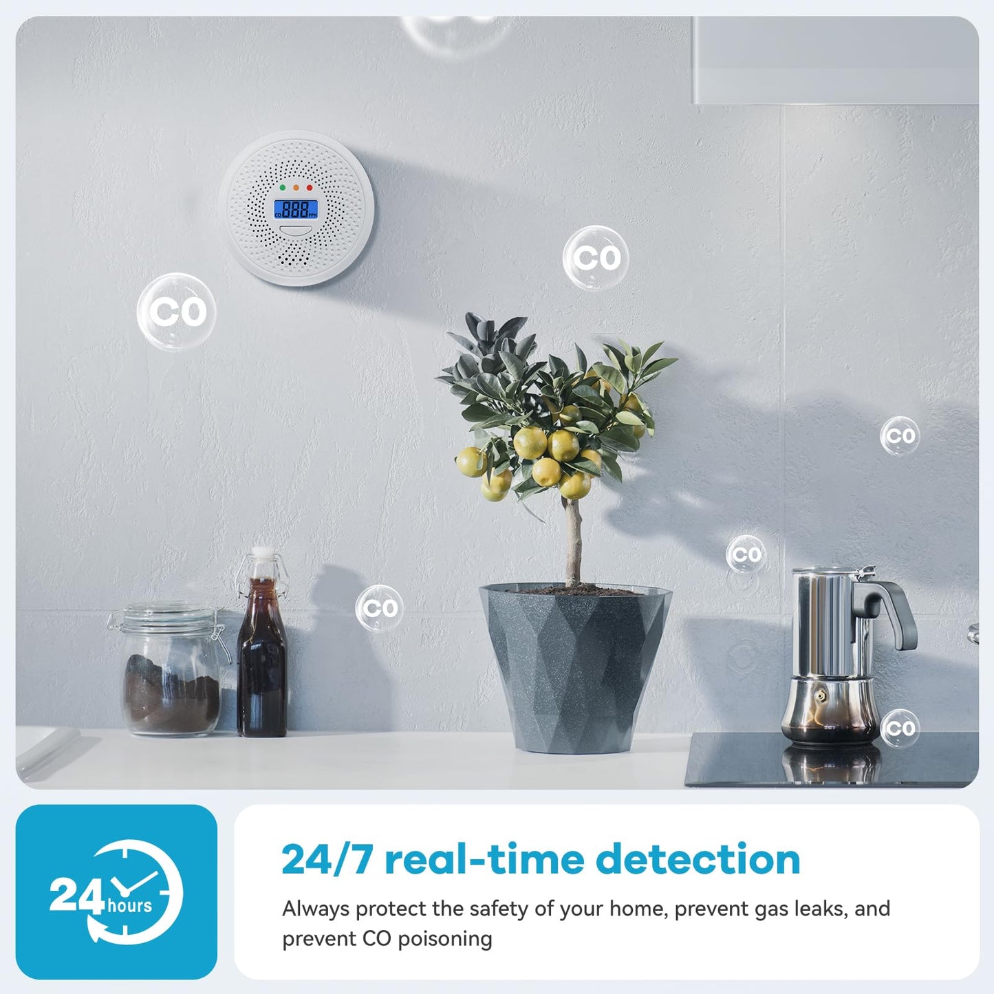 Carbon Monoxide Detector with LED Display Alarm