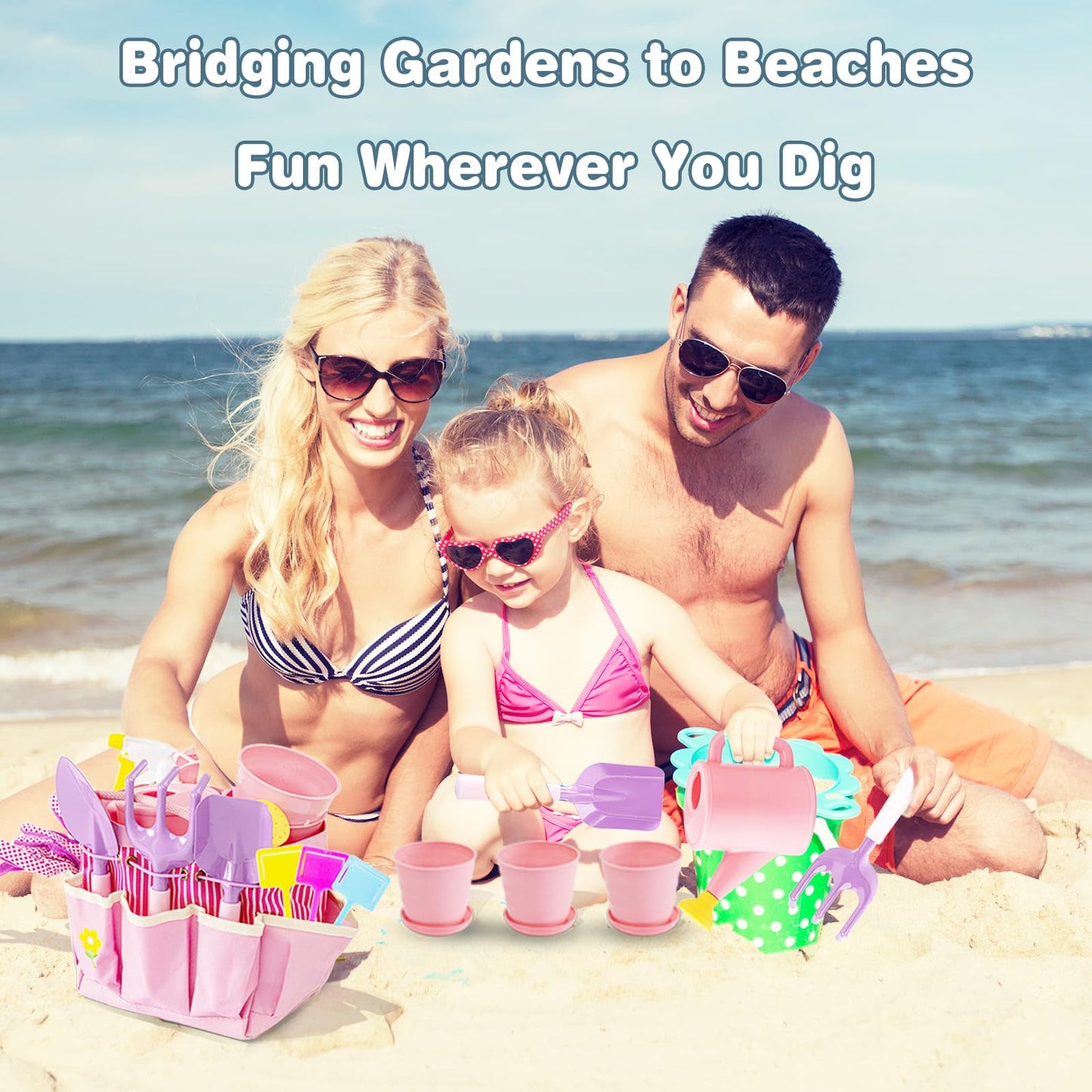 Kids Gardening Tools Set with Tote Bag & Pots