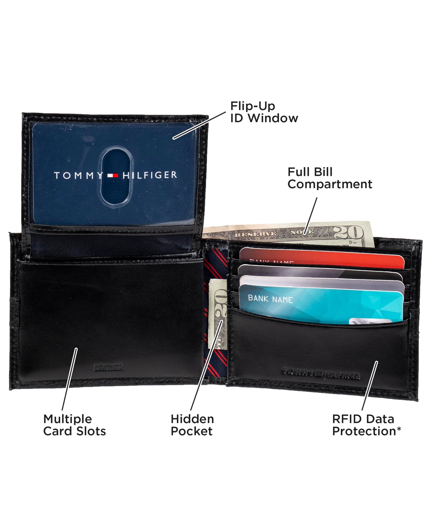 Tommy Hilfiger Slim Leather Bifold Wallet with ID