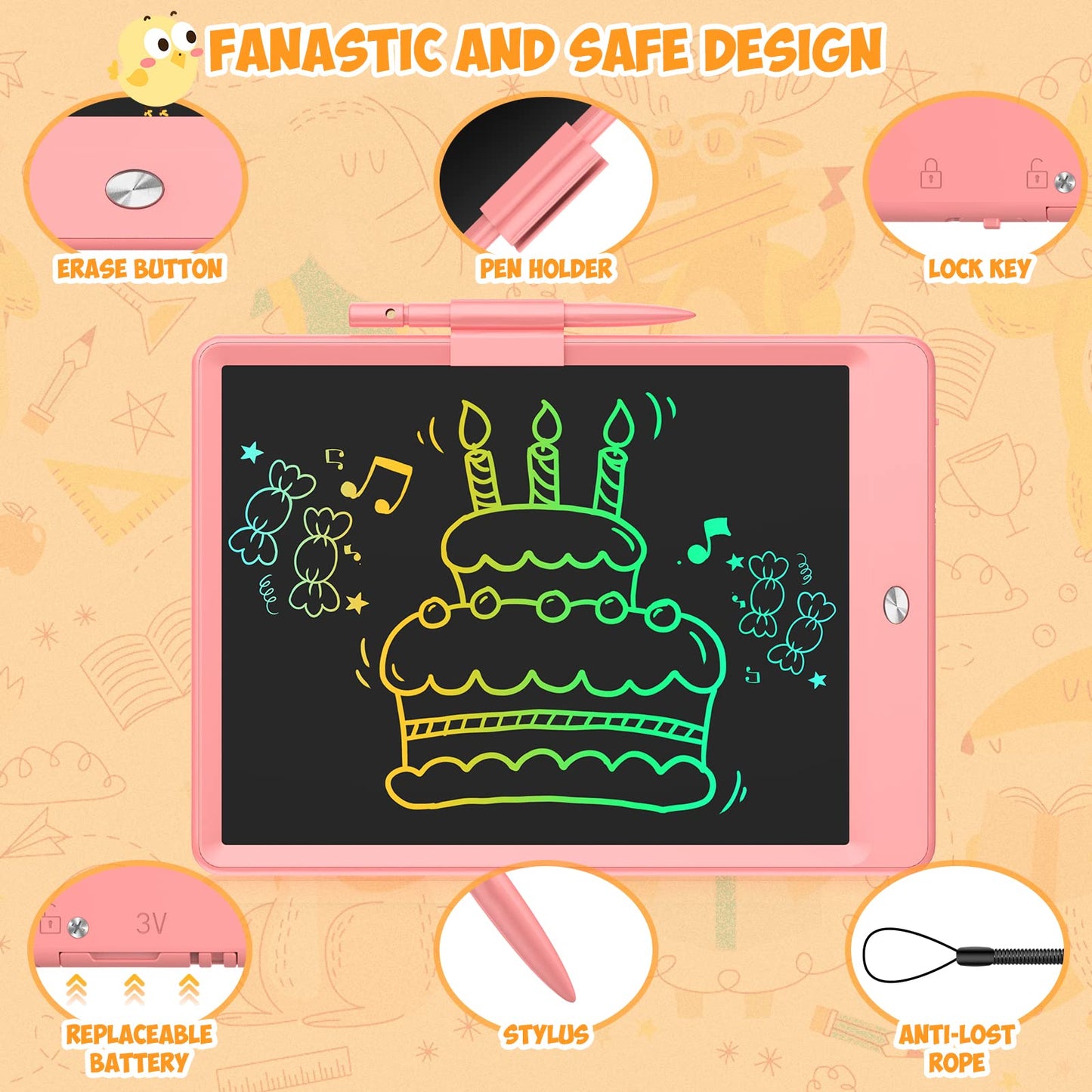 Colorful LCD Writing Tablet for Kids, 10 Inch