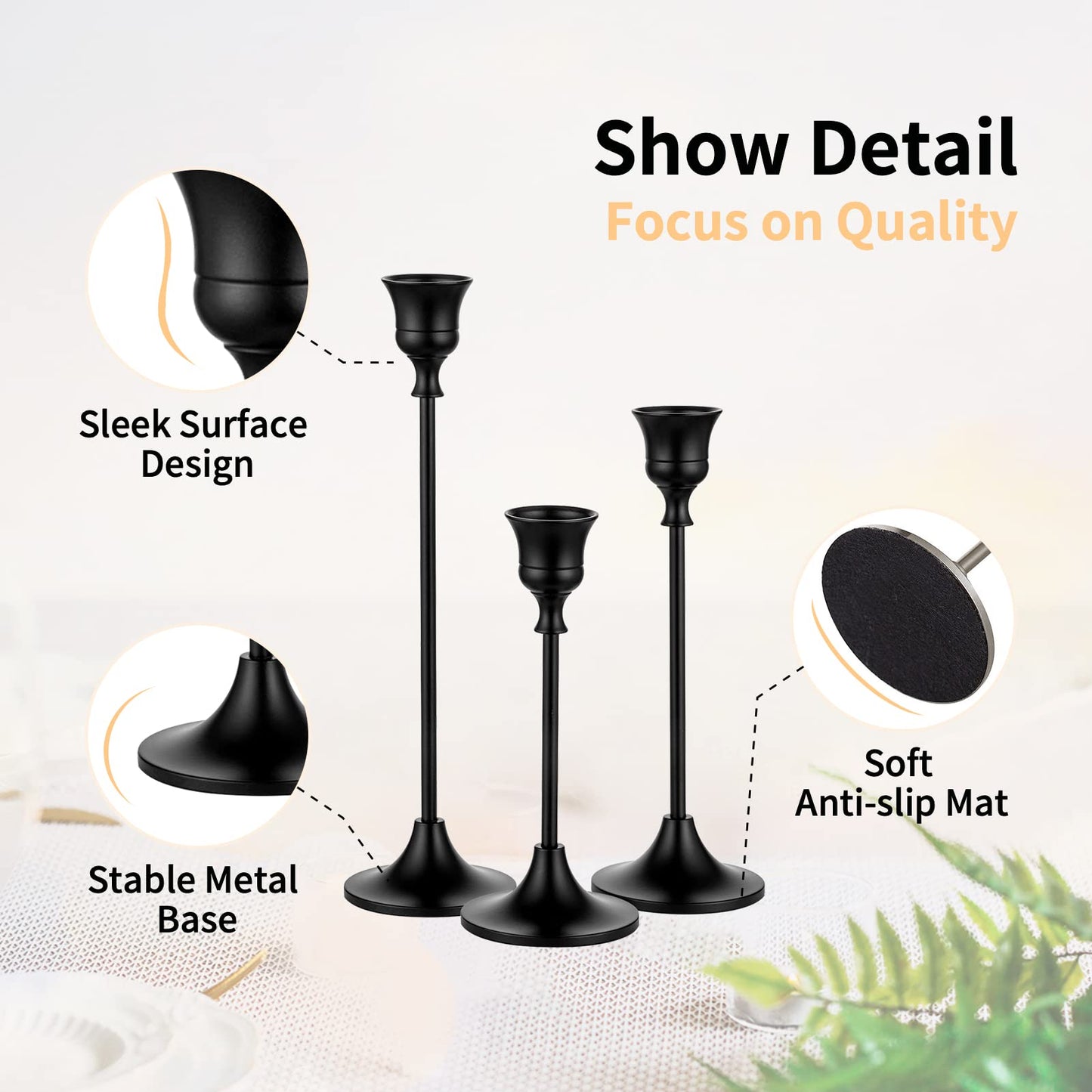 2 Sets Tapered Candle Holders for Home Decor