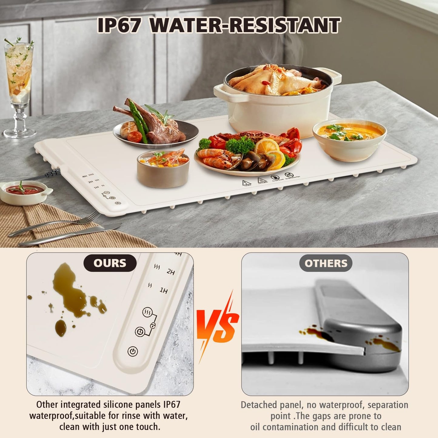 Electric Food Warming Mat with 3 Settings