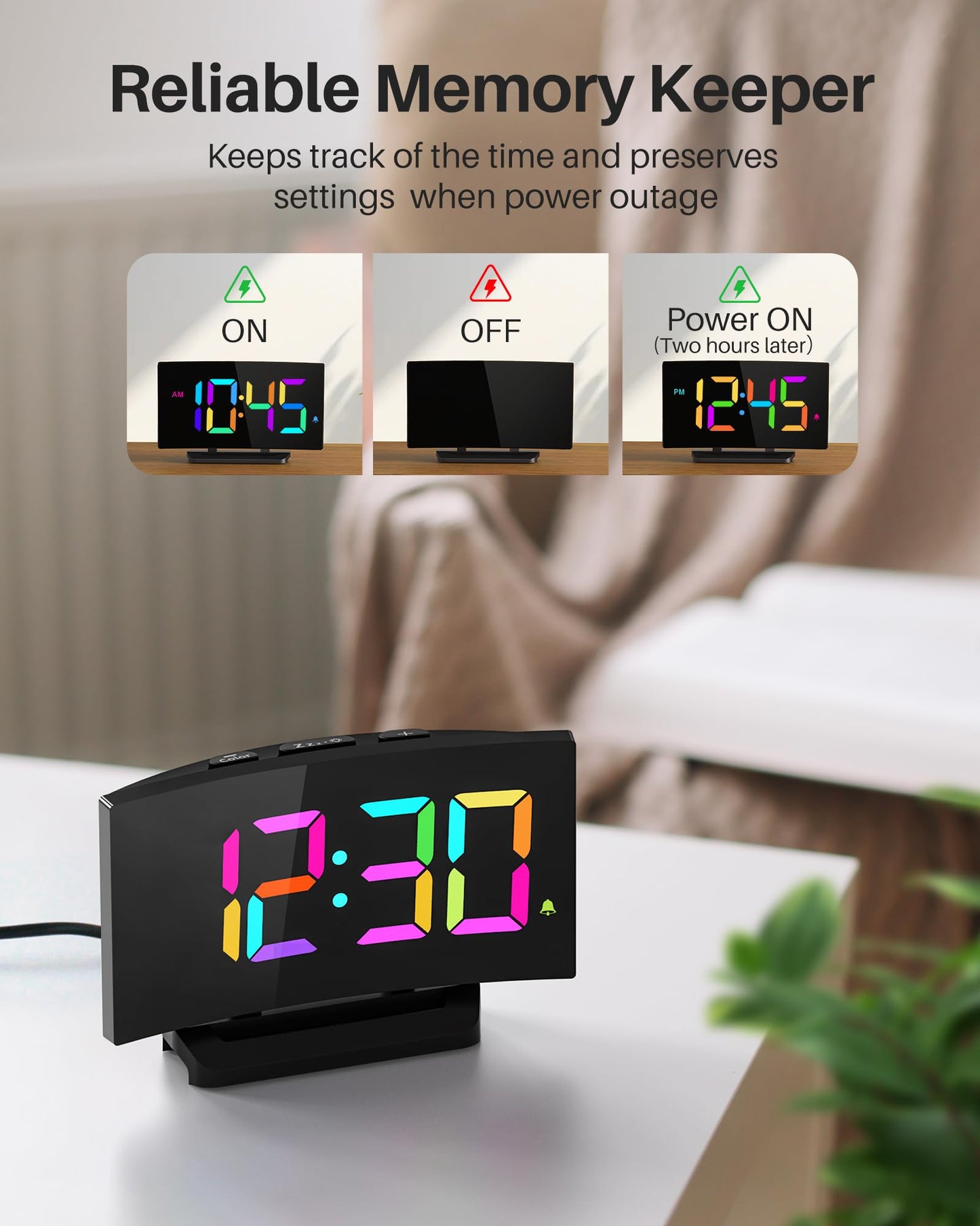 Digital Alarm Clock with RGB Display and Snooze