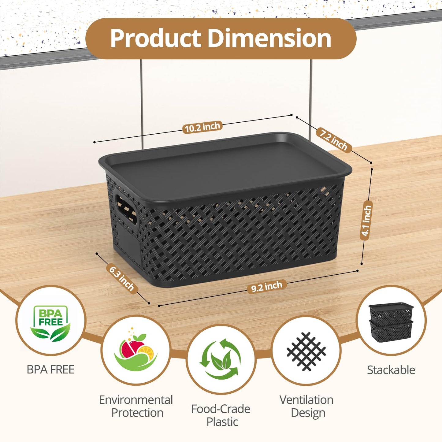 8-Pack Plastic Storage Bins for Organizing