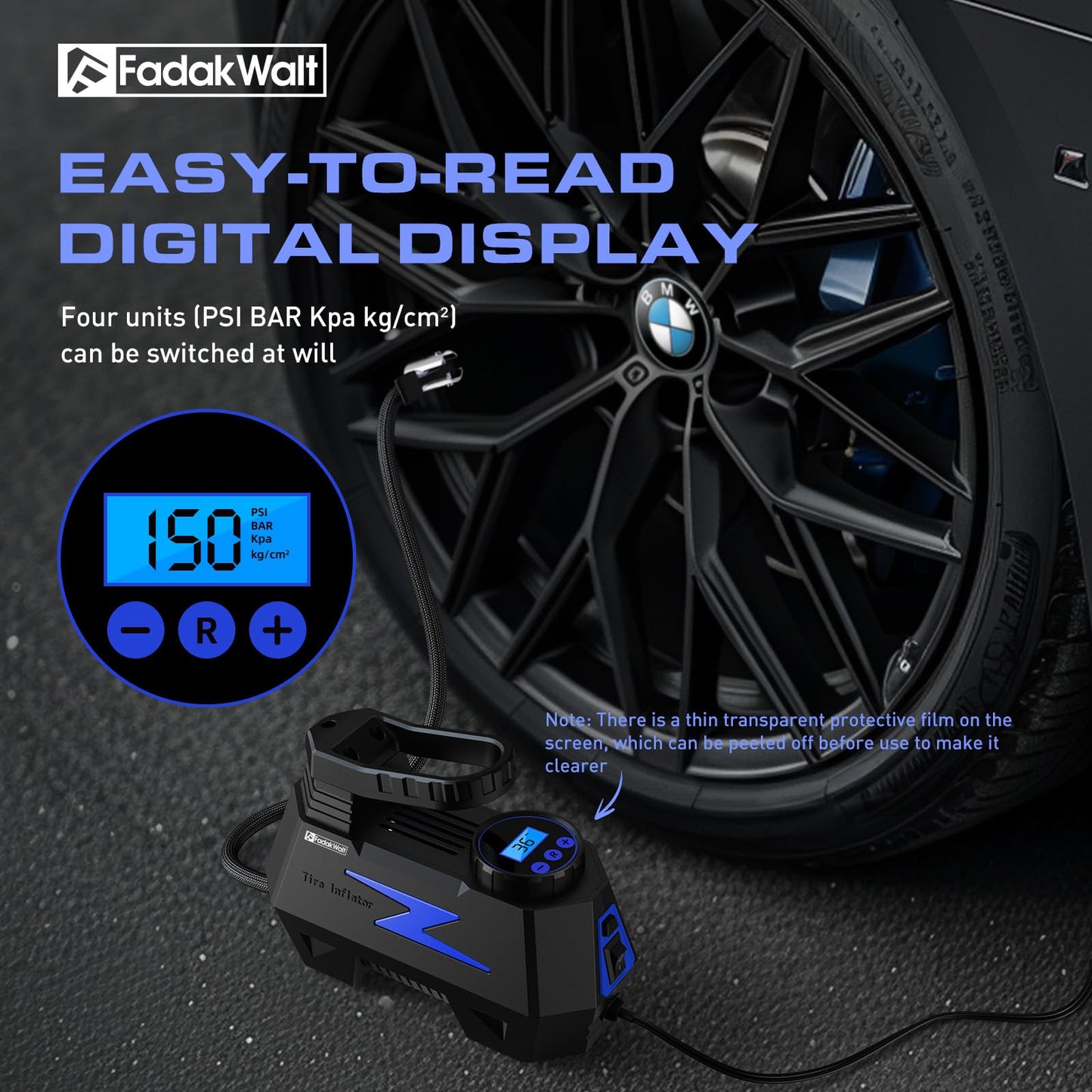 Portable Tire Inflator with Digital Pressure Gauge