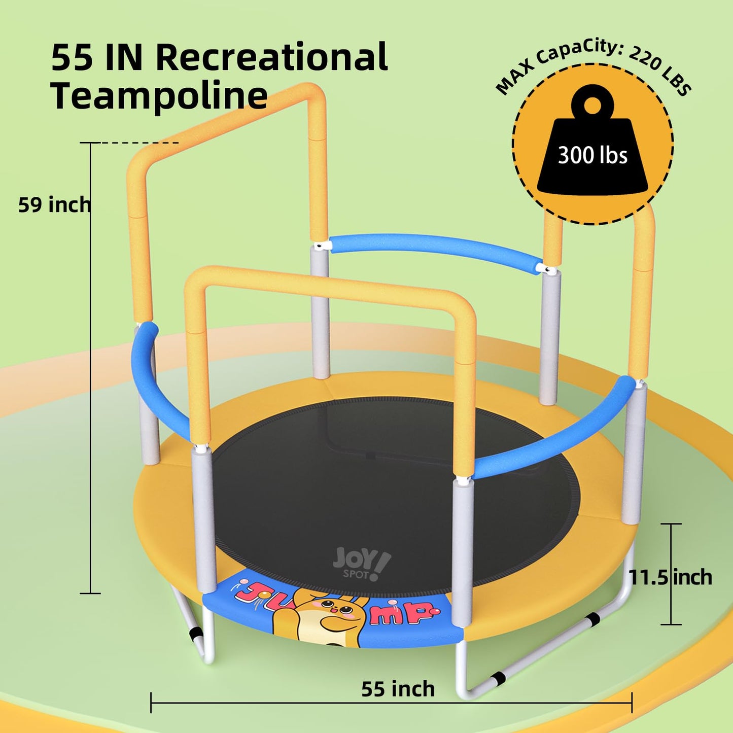 55" Indoor Outdoor Trampoline for Kids