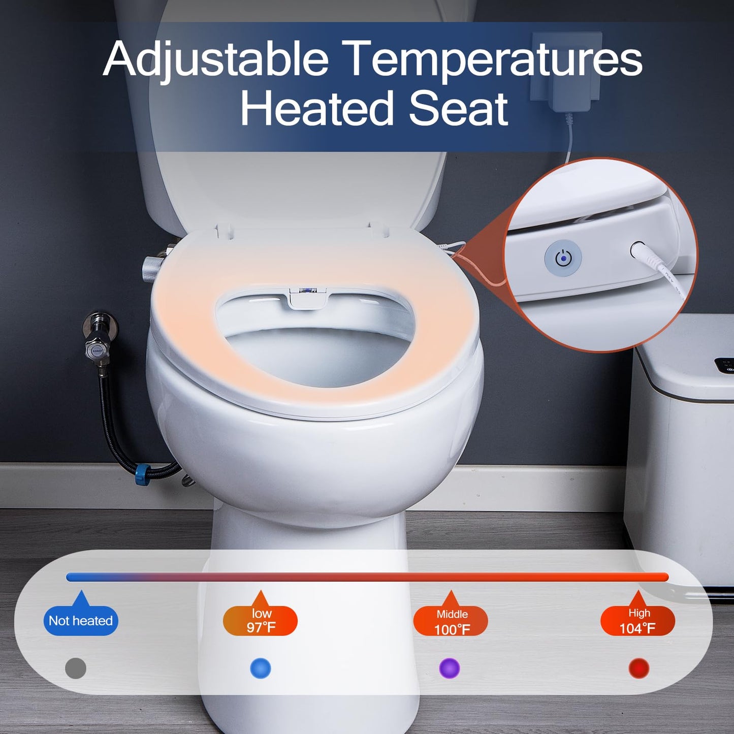 Heated Elongated Bidet Toilet Seat with Night Light
