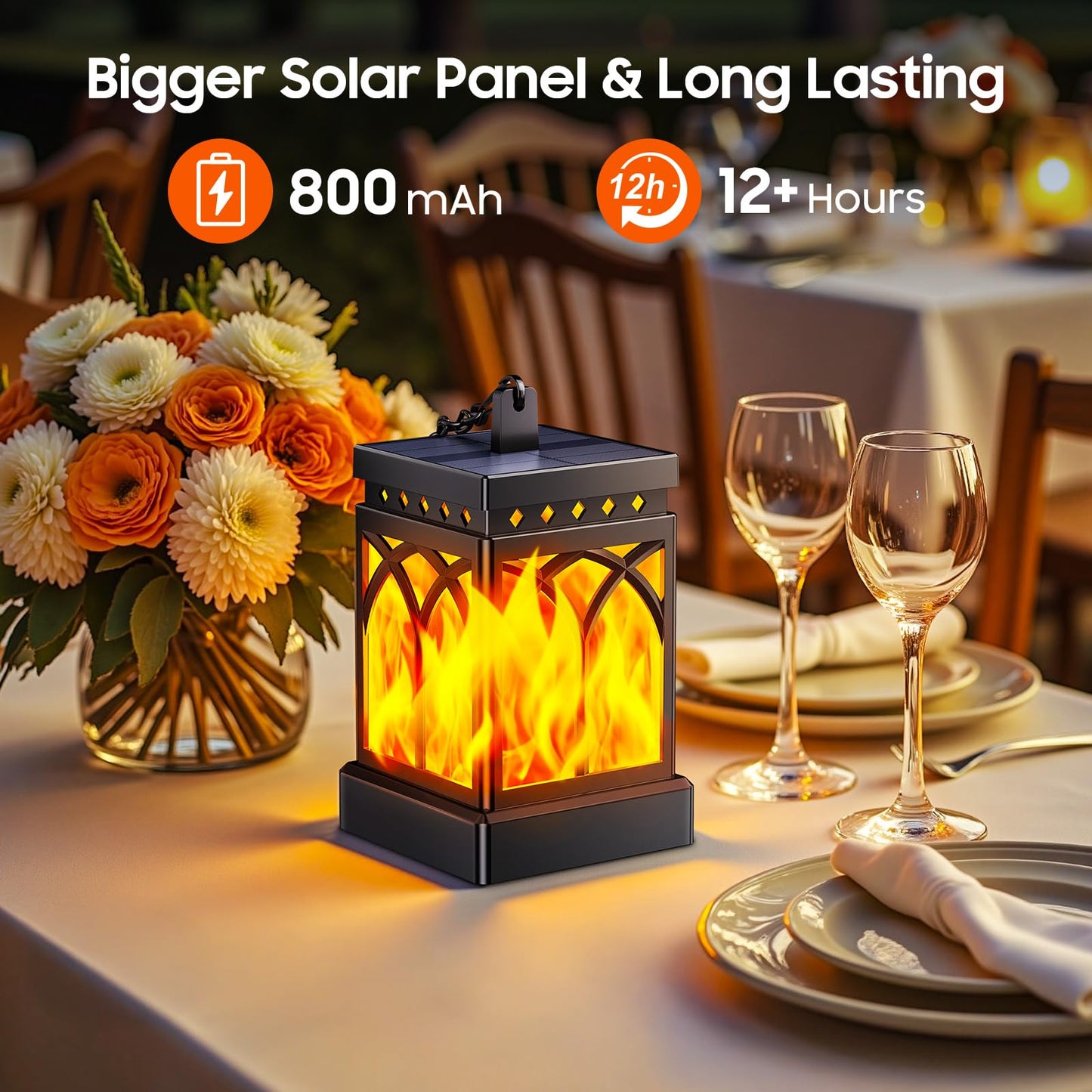 4 Pack KOOPER Solar Lanterns with Flickering Flame
