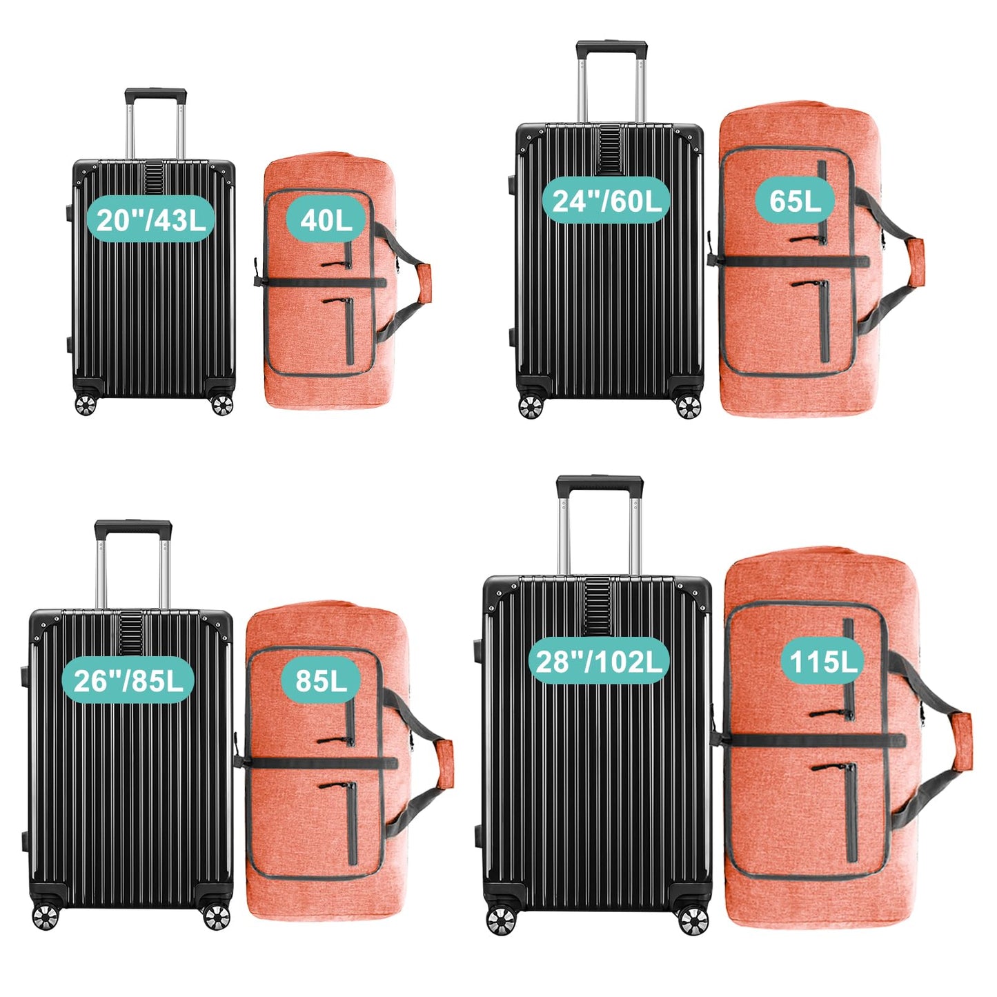 65L Travel Duffle Bag with Shoe Compartment