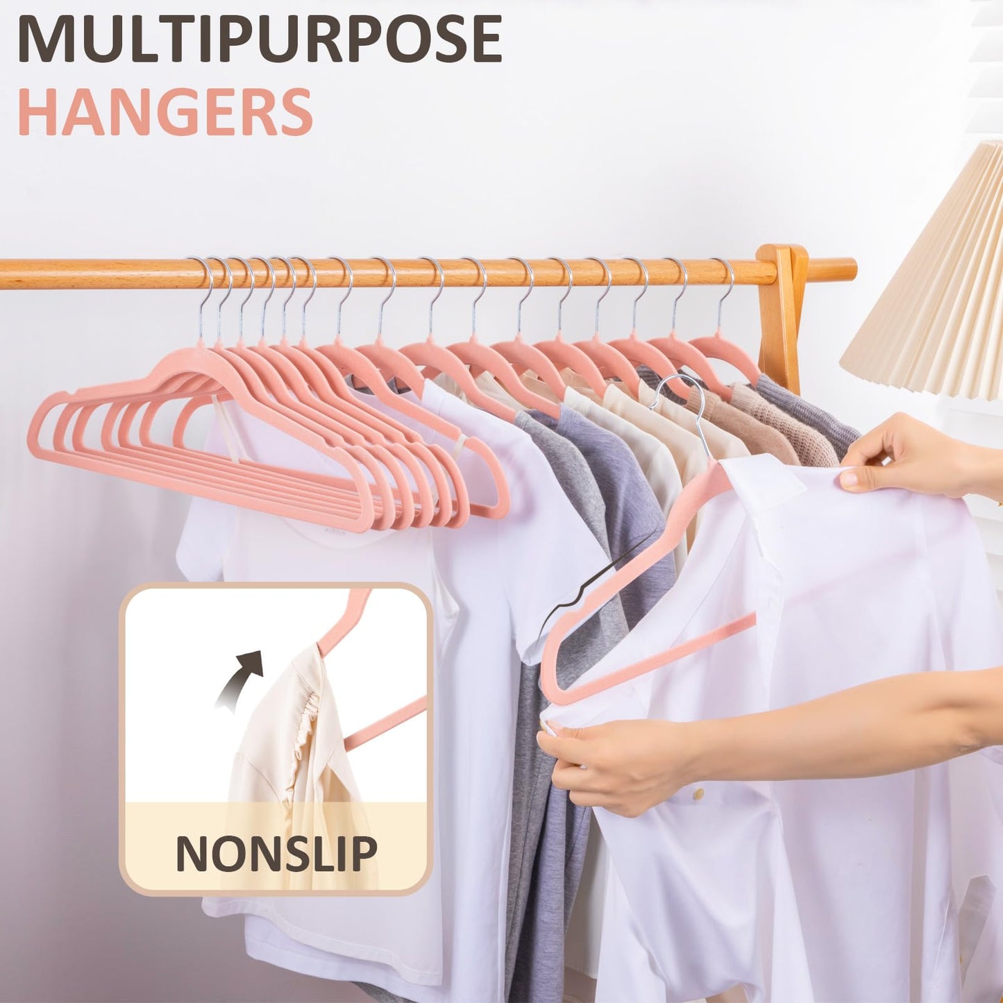 50 Pack Velvet Hangers with 360 Swivel Hook