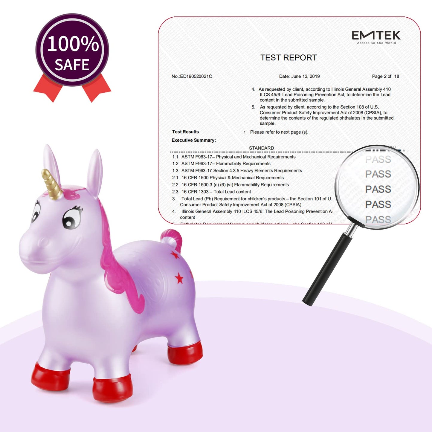 Bouncy Inflatable Unicorn Ride-on Toy for Kids