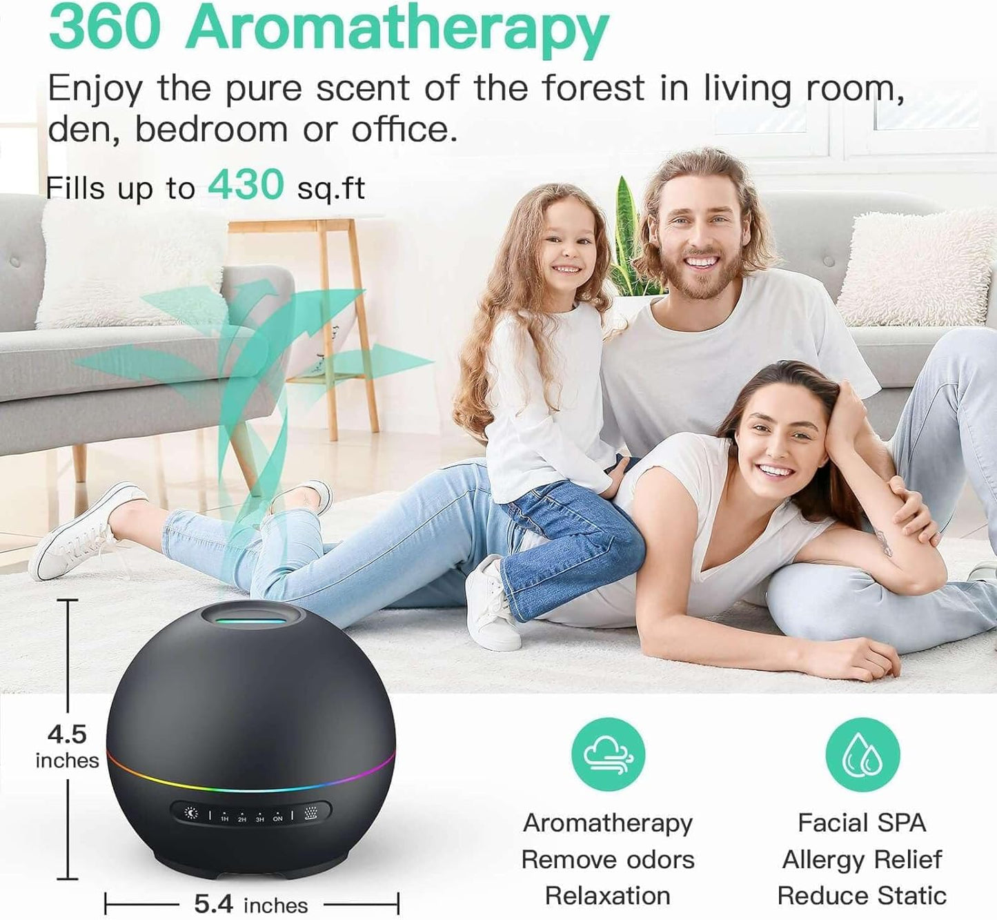 Essential Oil Diffuser with 7 Colors & Timers