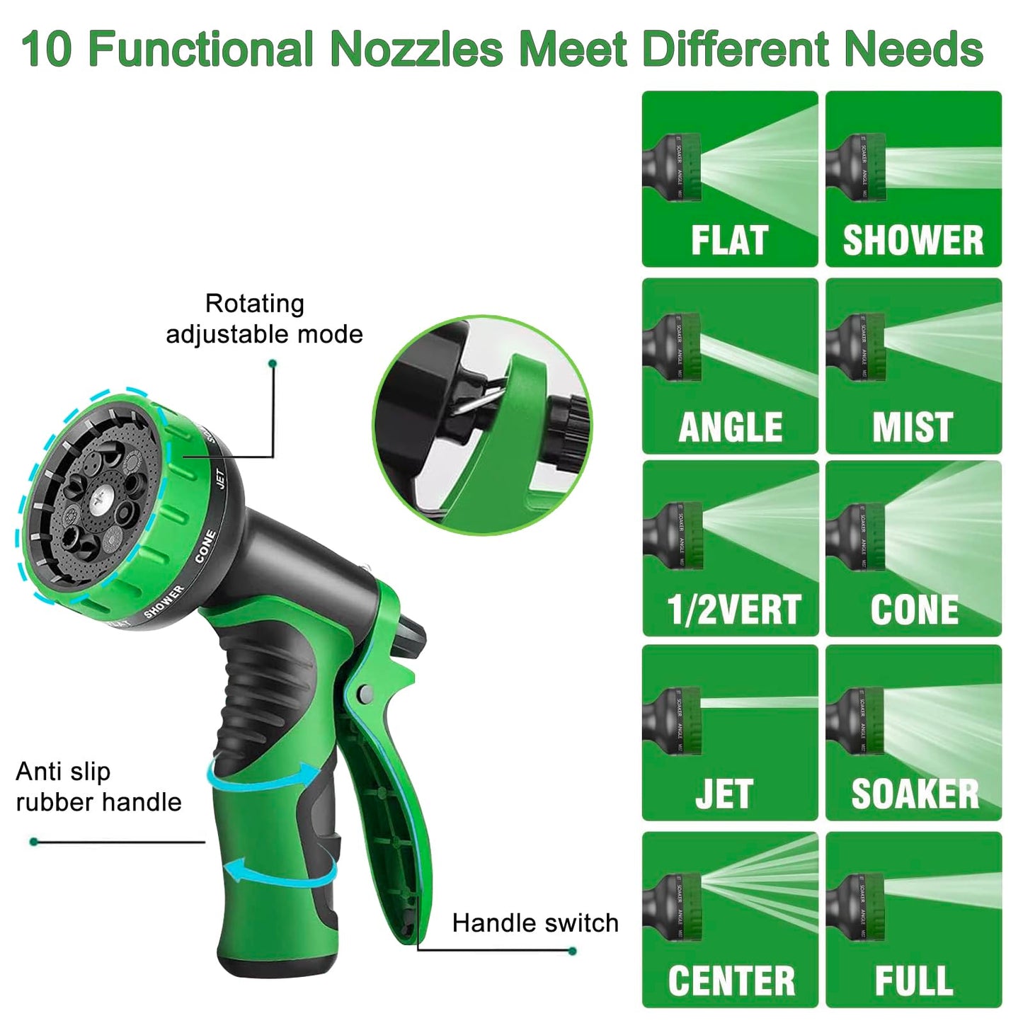 100ft Garden Hose with Brass Fittings and Nozzle