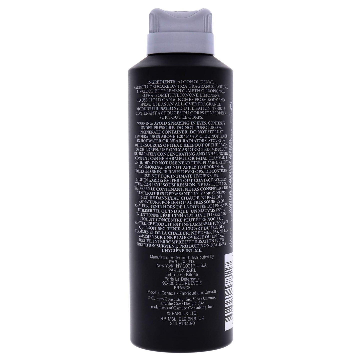 Vince Camuto Classic Body Spray for Men 6 Fl Oz
