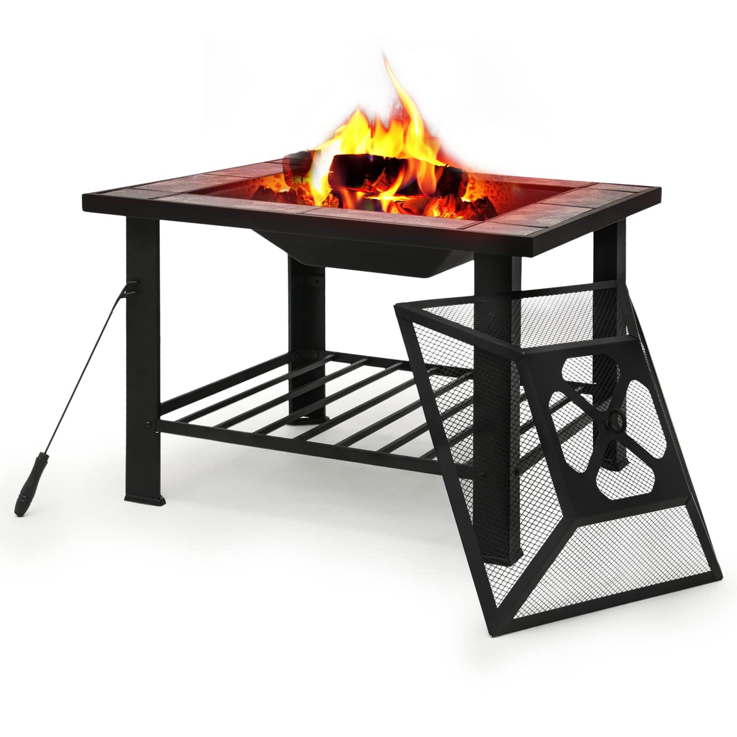 30" Portable Fire Pit Table for Backyard BBQ