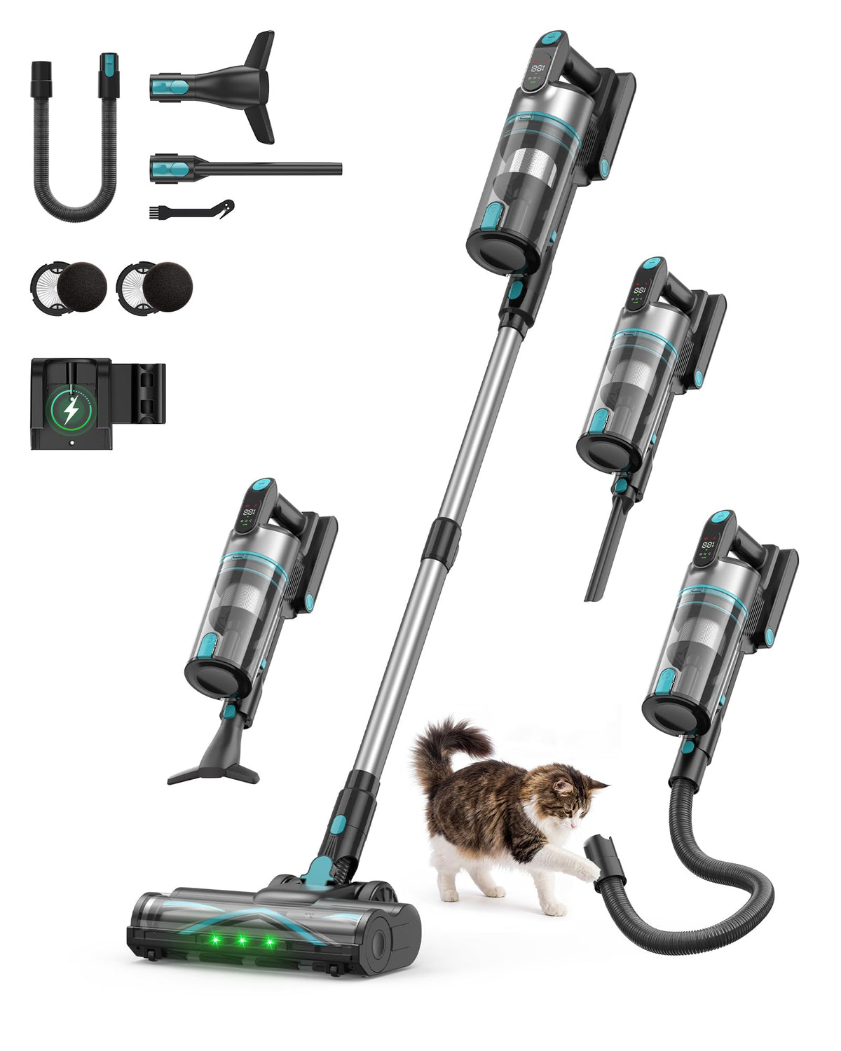 Cordless 650W Stick Vacuum Cleaner with LED Display