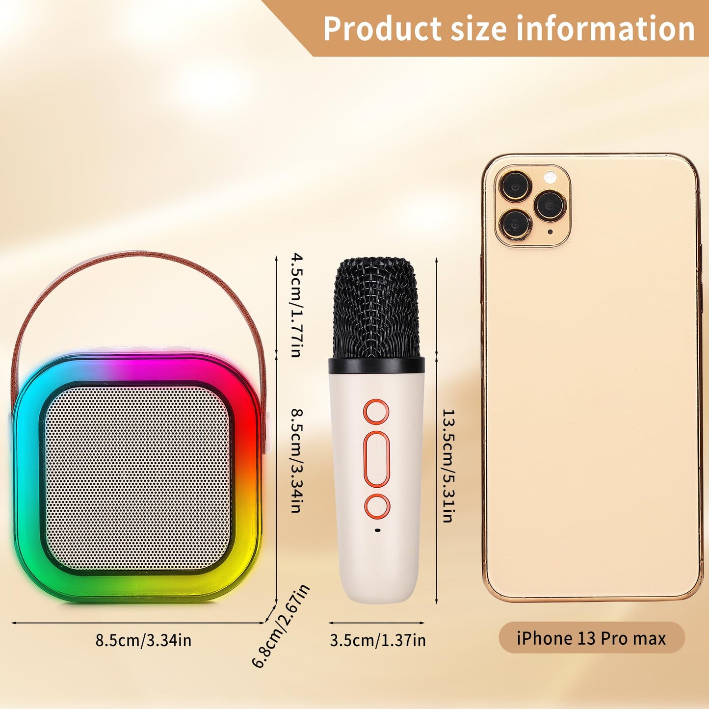 Mini Karaoke Machine with 2 Wireless Microphones