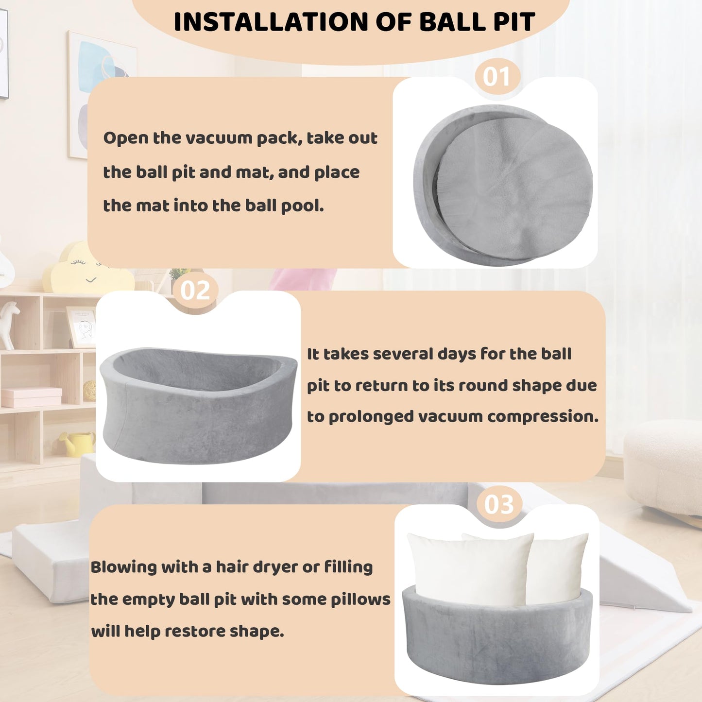 Foam Ball Pit with Climbing Blocks for Toddlers