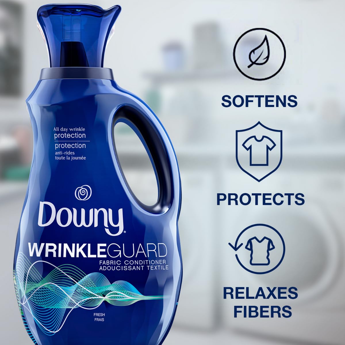 2 Pack Downy WrinkleGuard Fabric Softener, Fresh, 96 Loads Total.