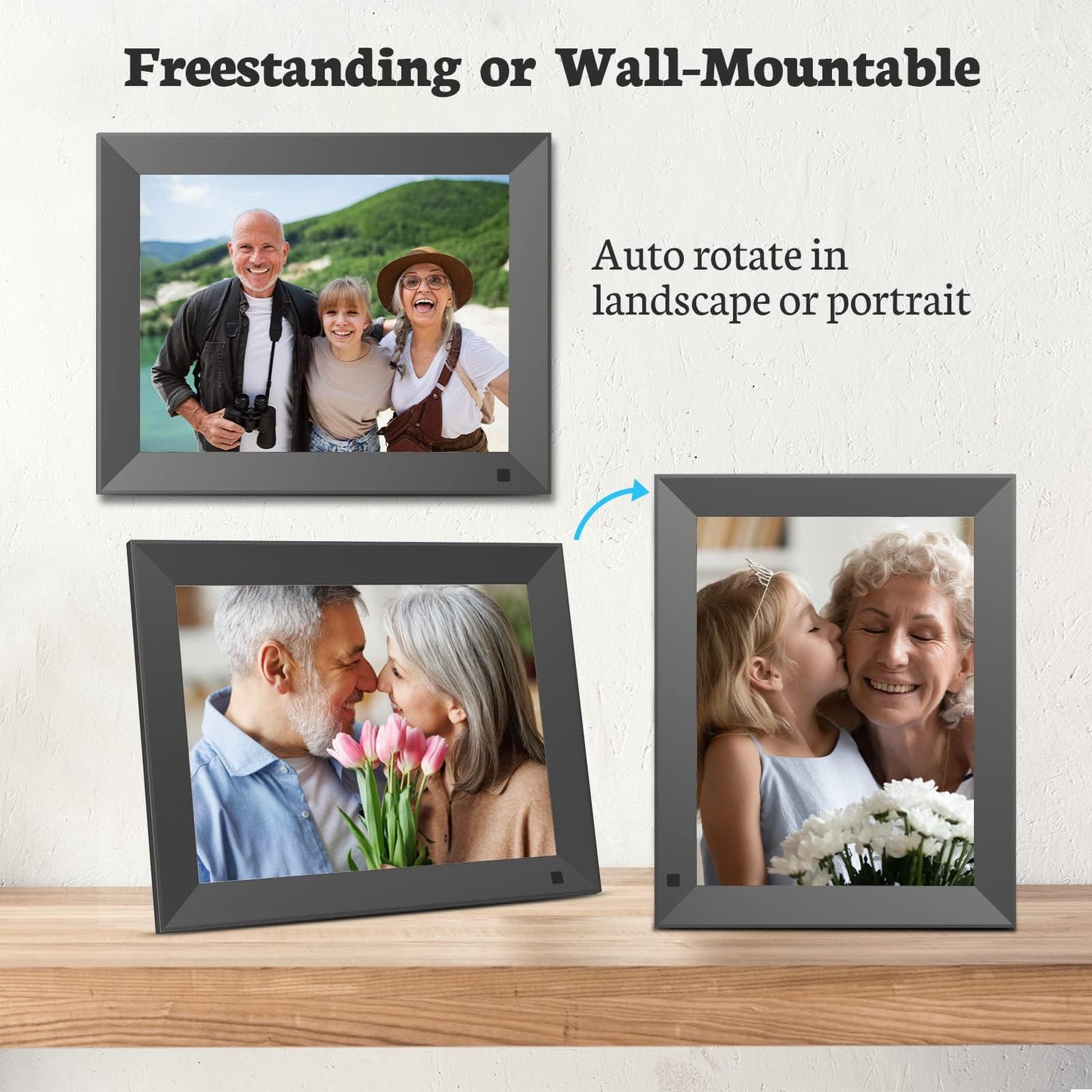 BSIMB 32GB WiFi Digital Picture Frame, 9.7 Inch Electronic Photo Frame with IPS Touch Screen, Instantly Share Pictures & Videos via App & Email, Auto-Rotate, Wall Mountable, Dad Gifts, Gifts for Men