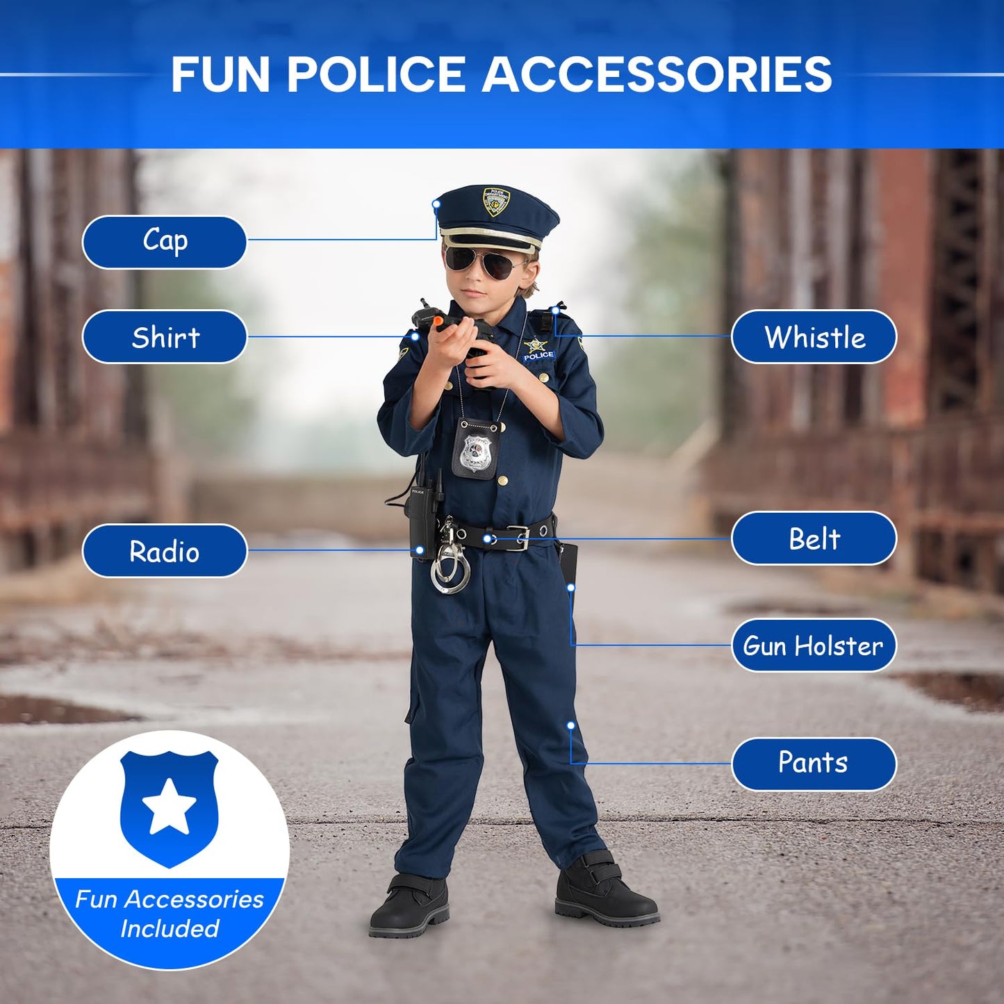 Dress Up America Kids Police Officer Costume Set