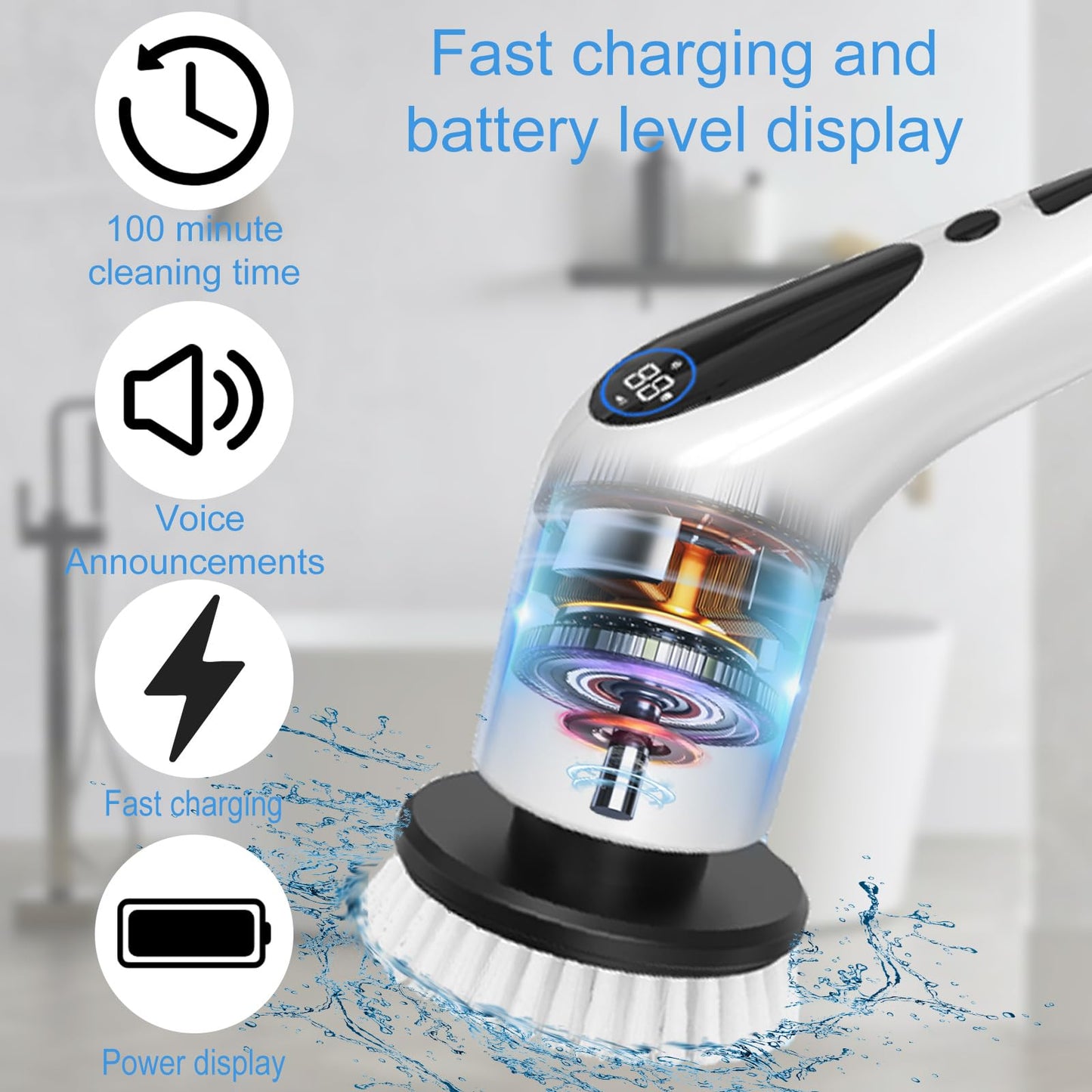 Cordless Electric Shower Scrubber with 9 Heads
