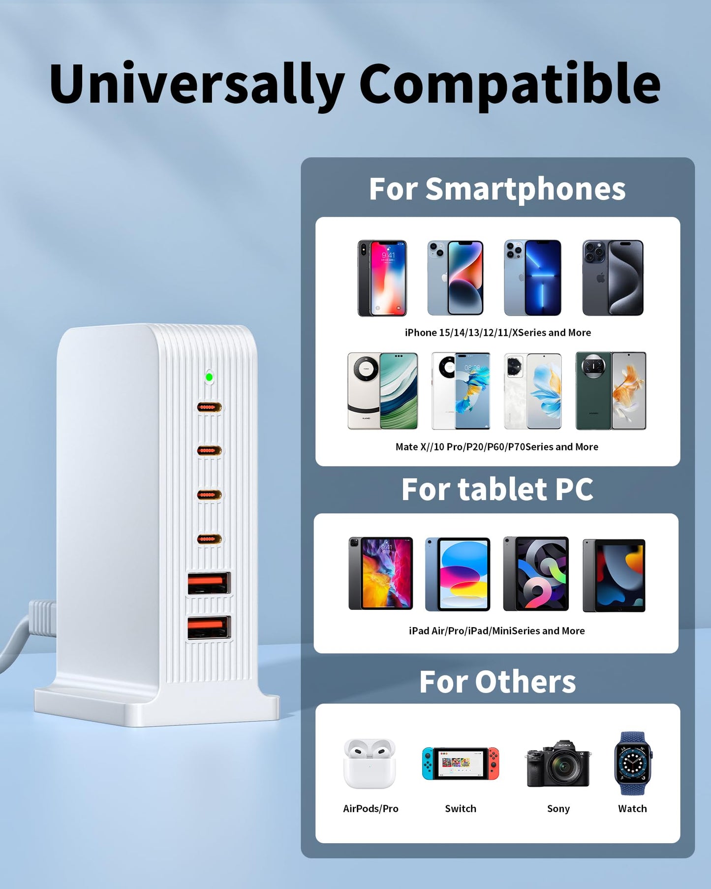 6-Port USB C Charging Station by VPSUN