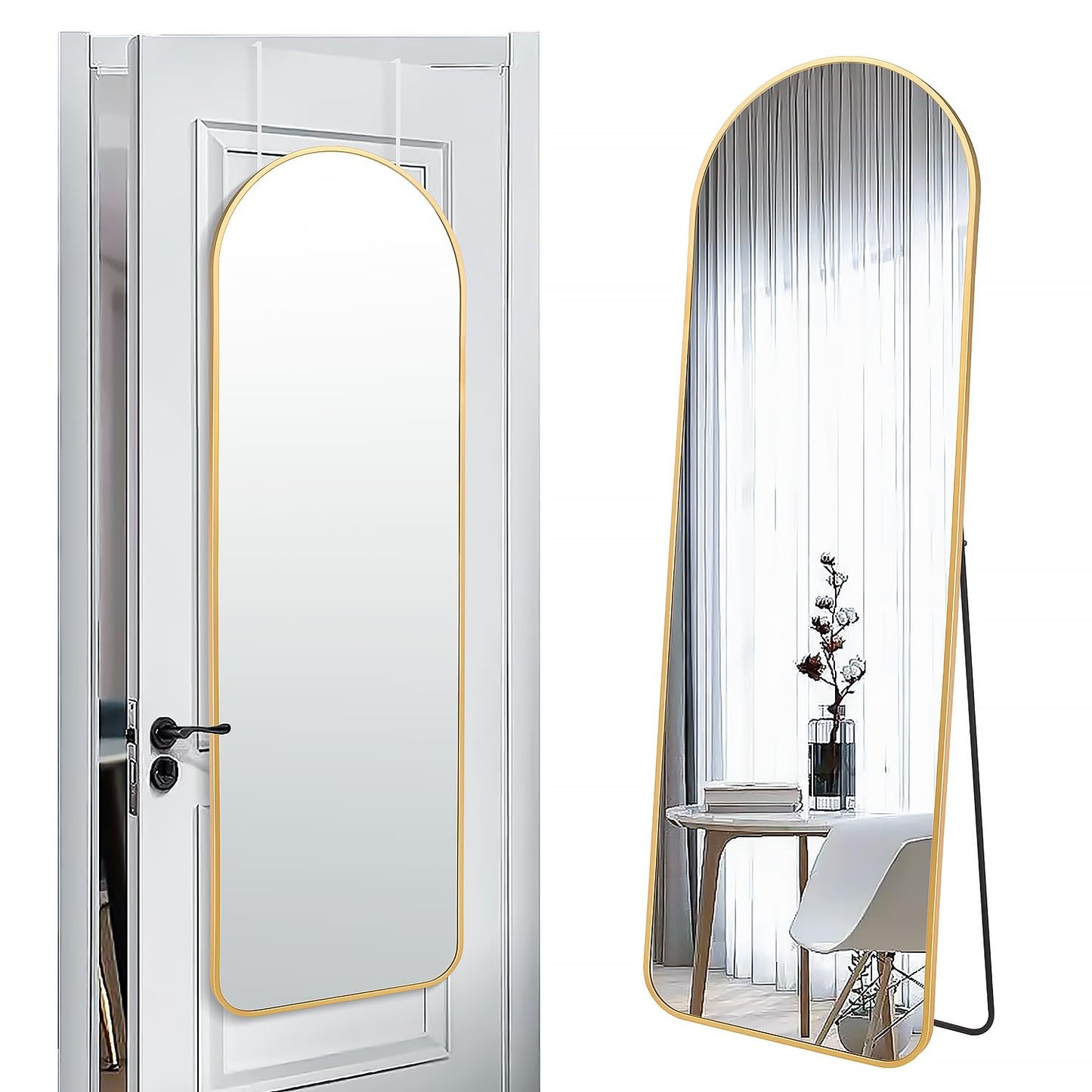 57" Gold Arch Full Length Mirror for Home