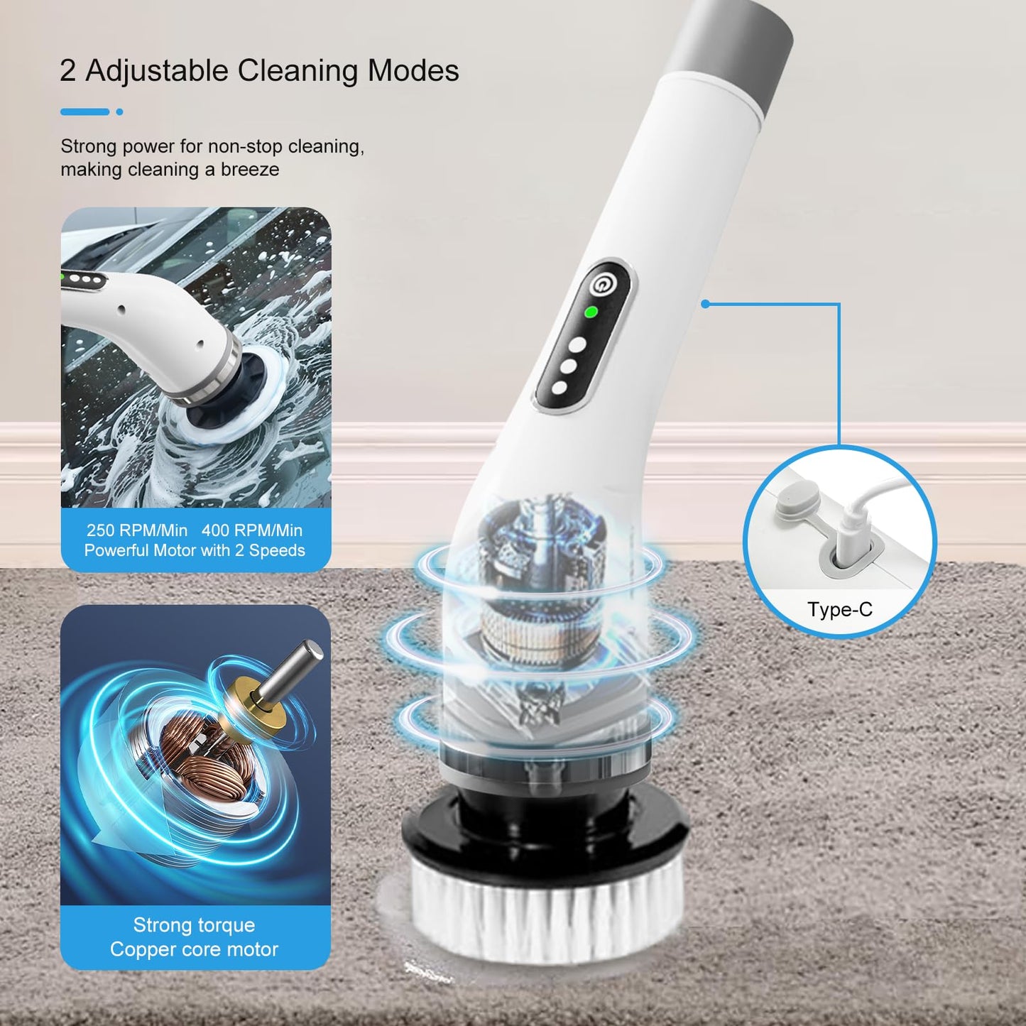 Cordless Electric Spin Scrubber for Bathroom Cleaning