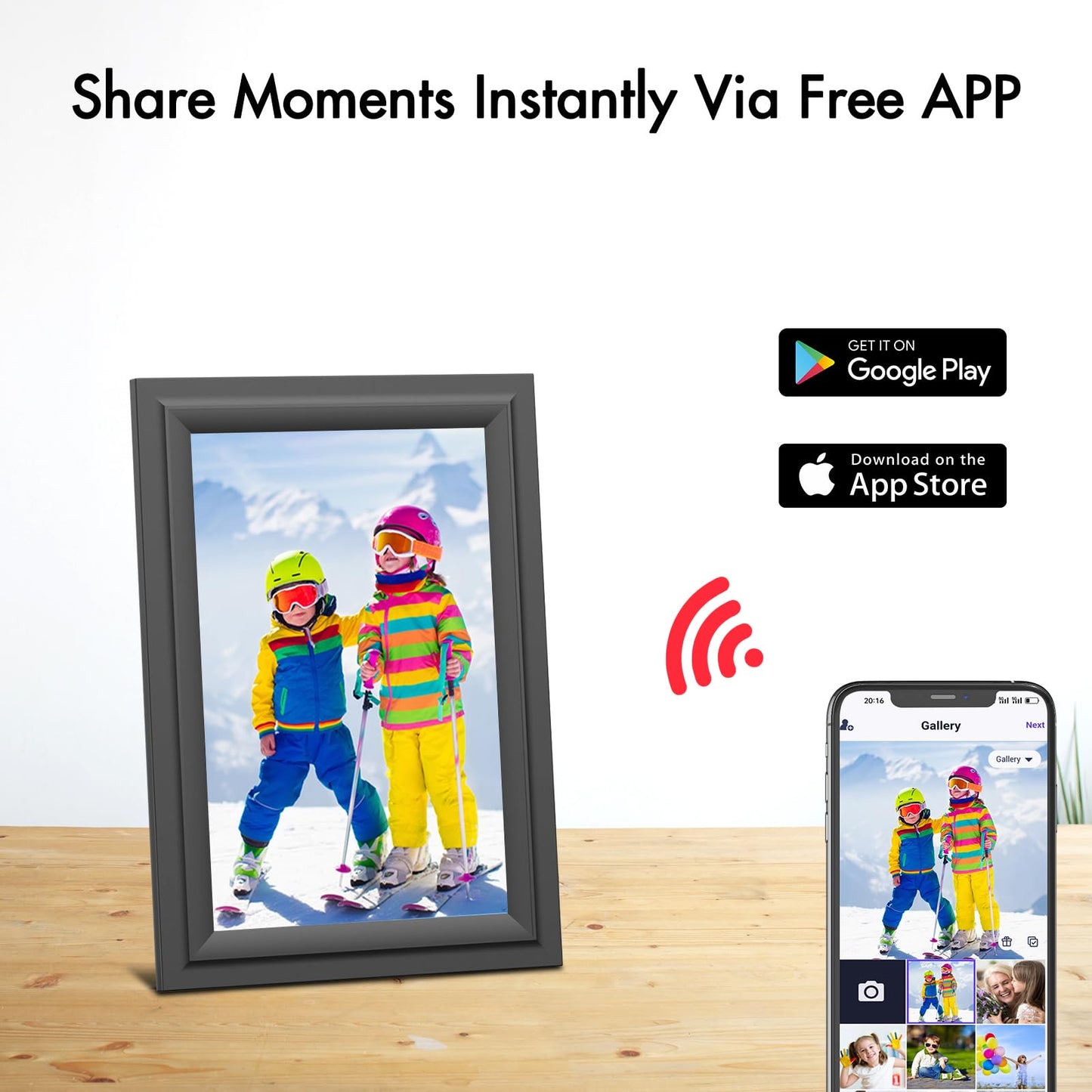 SAMMIX Digital Picture Frame, 10.1 Inch WiFi Digital Photo Frame, IPS HD Touch Screen Electronic Picture Frame, 16GB Storage, Slideshow, Easy to Share Photos and Video via Uhale APP, Gifts for Family