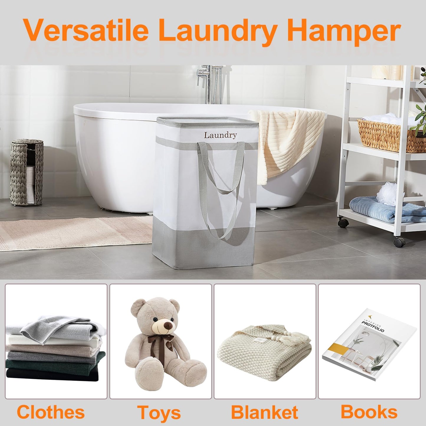 2 Pack Laundry Basket with Easy Carry Handles