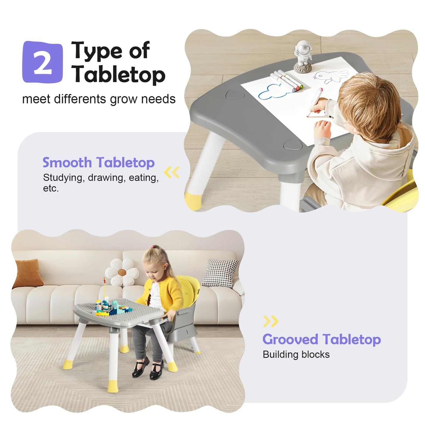 Cowiewie 8-in-1 Baby High Chair and Table Set