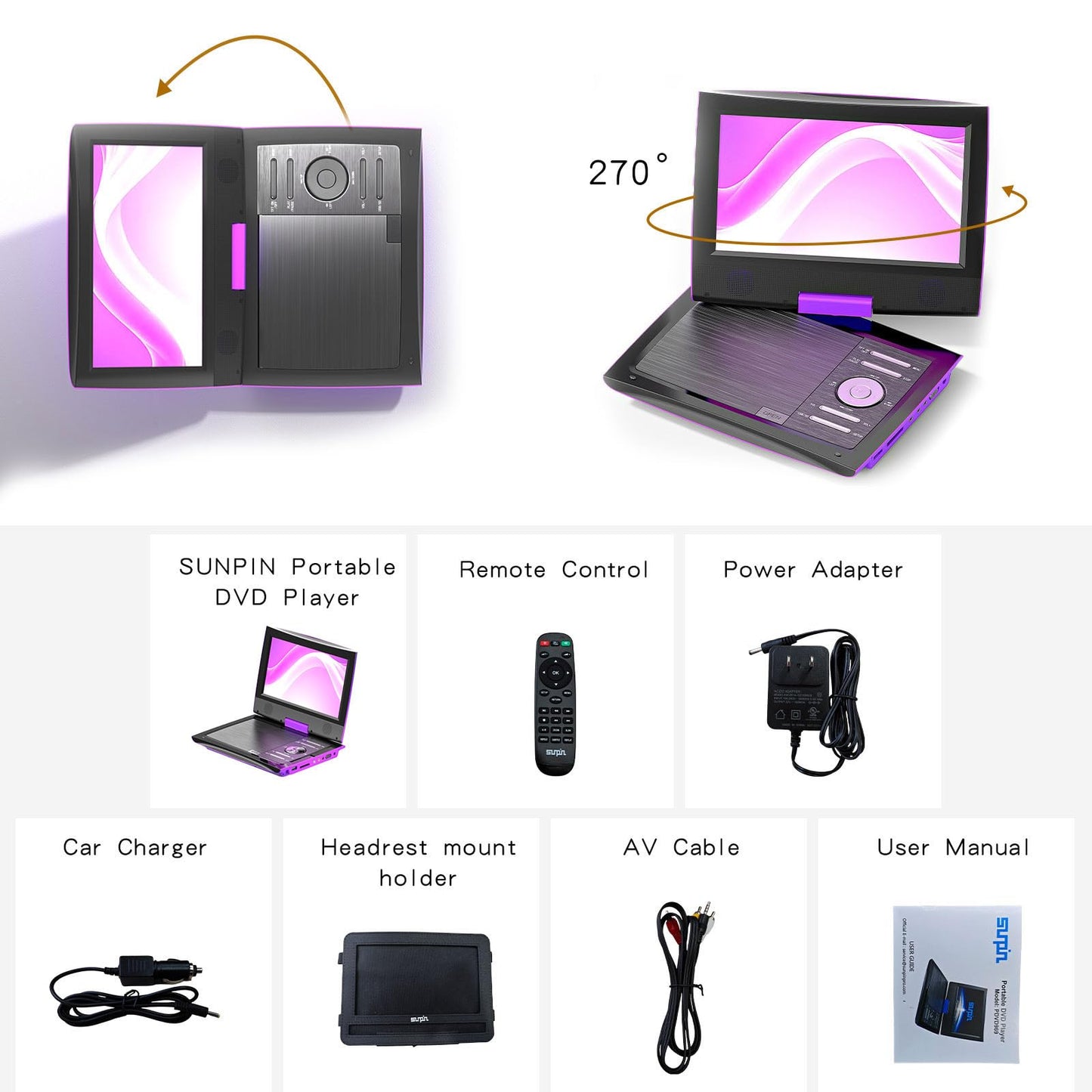 Portable DVD Player with HD Swivel Screen