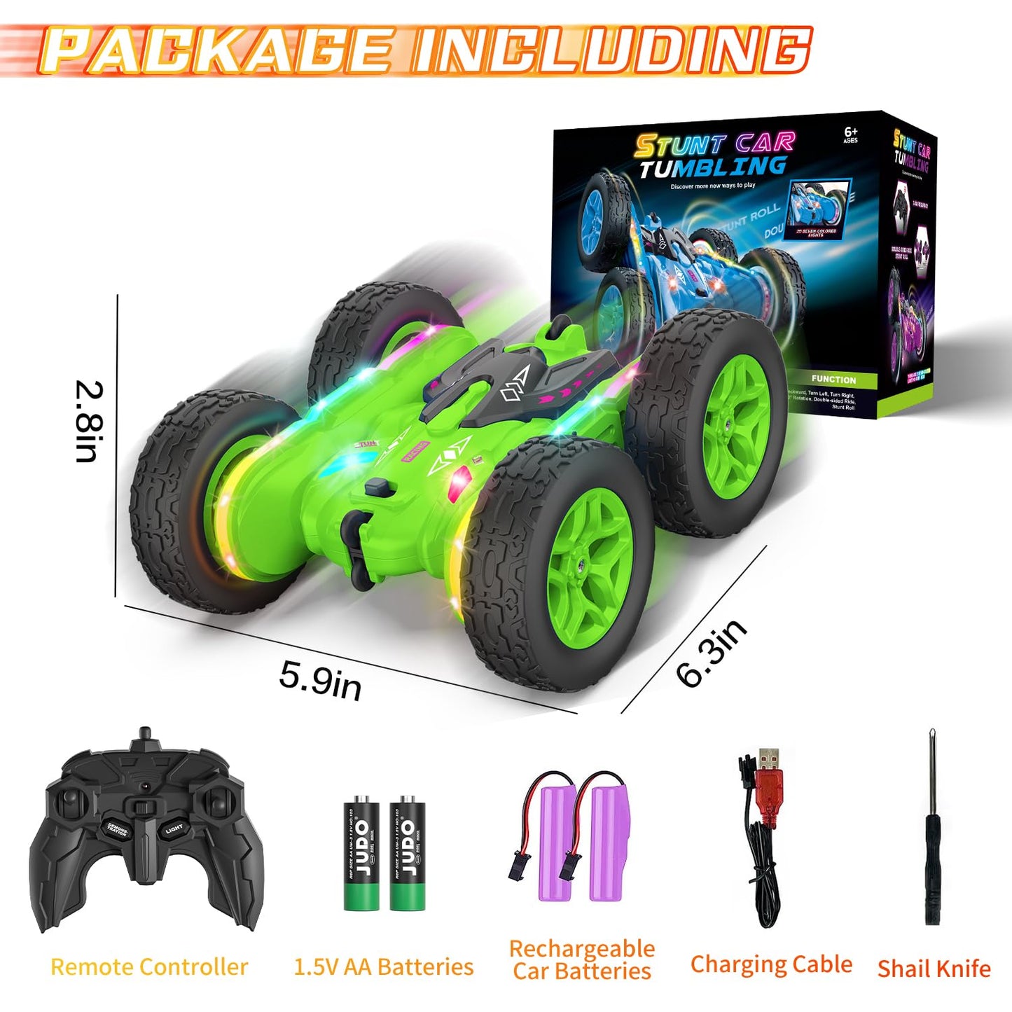 Remote Control Stunt Car with Strip Lights