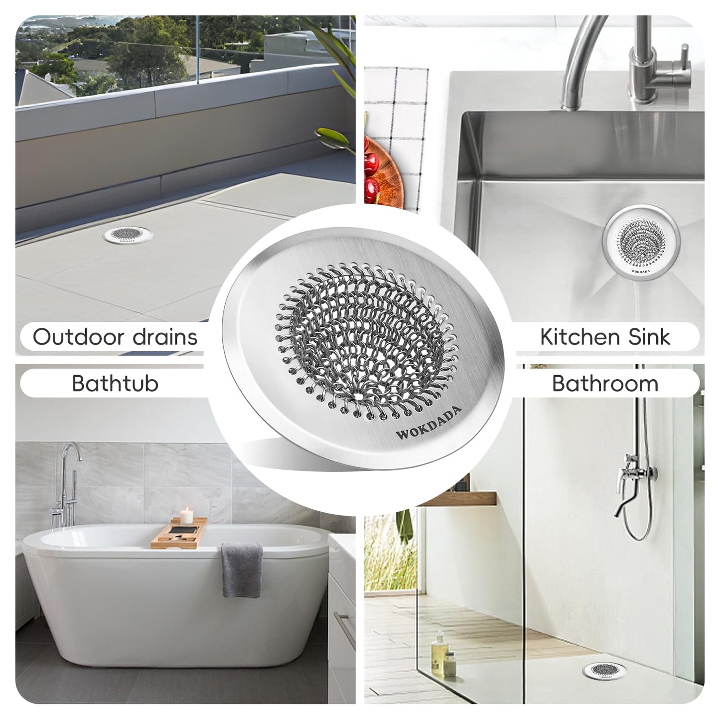 304 Stainless Steel Bathtub Drain Hair Catcher