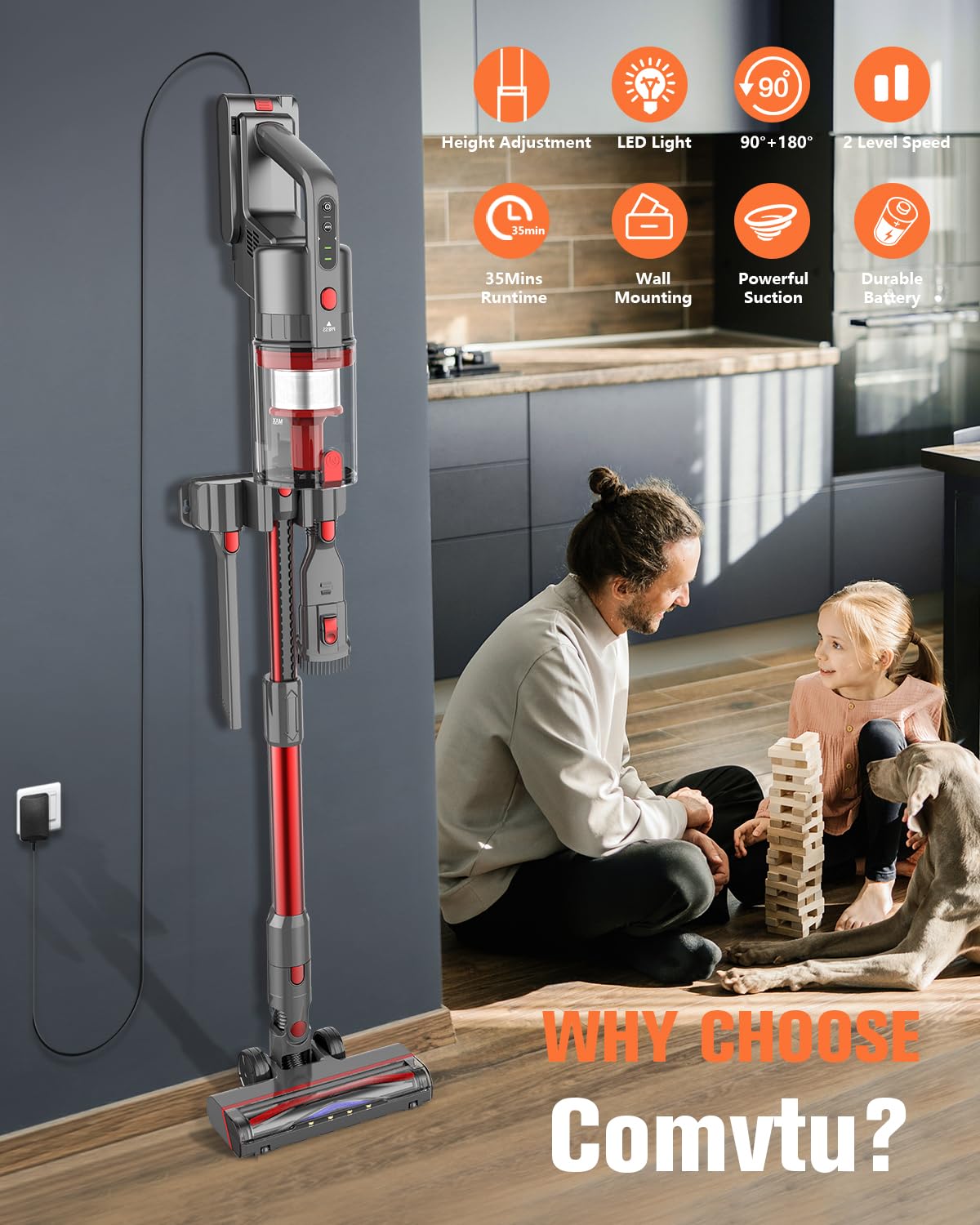 Cordless Rechargeable Vacuum Cleaner with 2 Modes