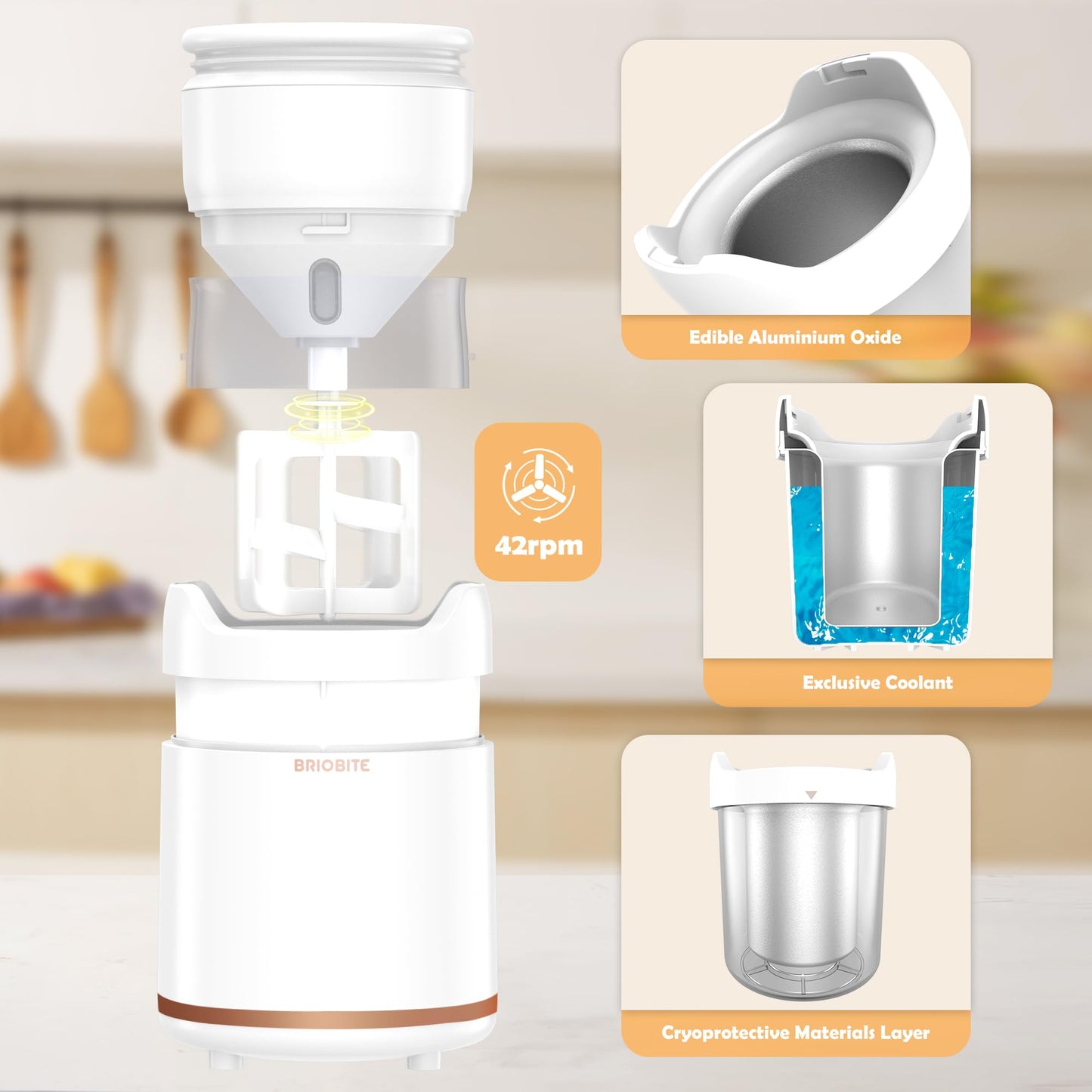 BRIOBITE Compact Electric Ice Cream Maker