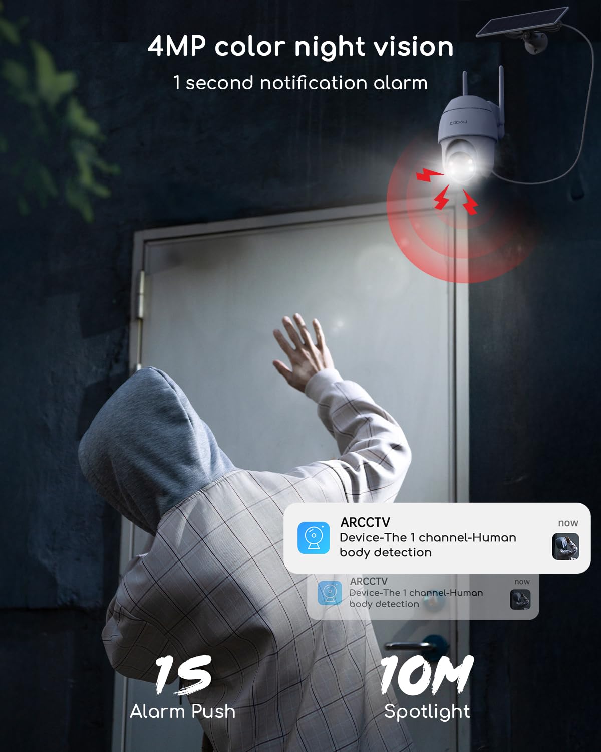 4 Cam COOAU Solar Security Camera System