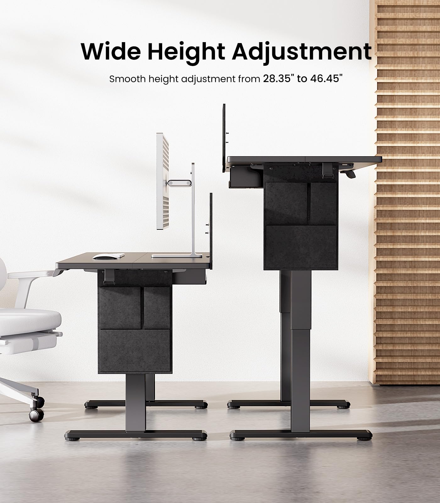 ErGear Electric Adjustable Height Standing Desk with Storage Bag,48 x 24 Inches Sit Stand Desk, Memory Computer Home Office Desk with Cable Management Tray,DIY Bulletin Board (Black)