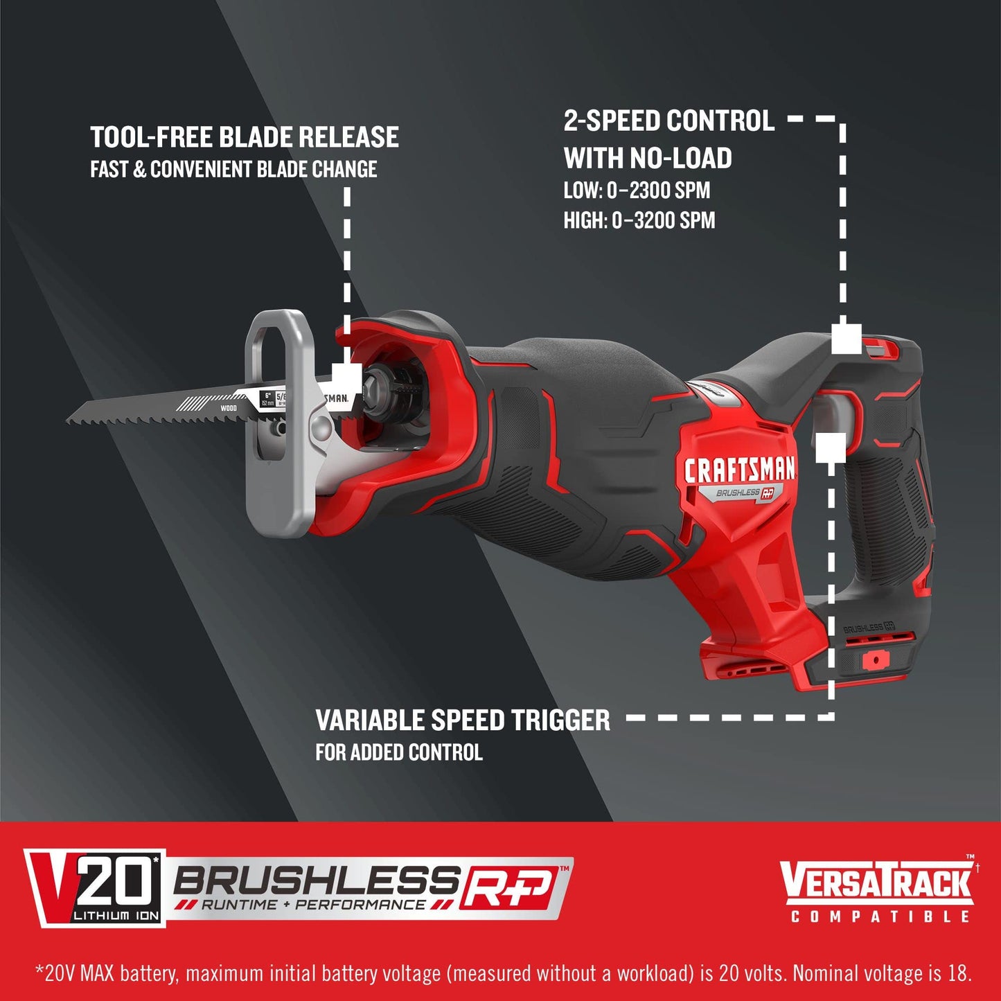 CRAFTSMAN V20 Cordless Reciprocating Saw, 8-Inch